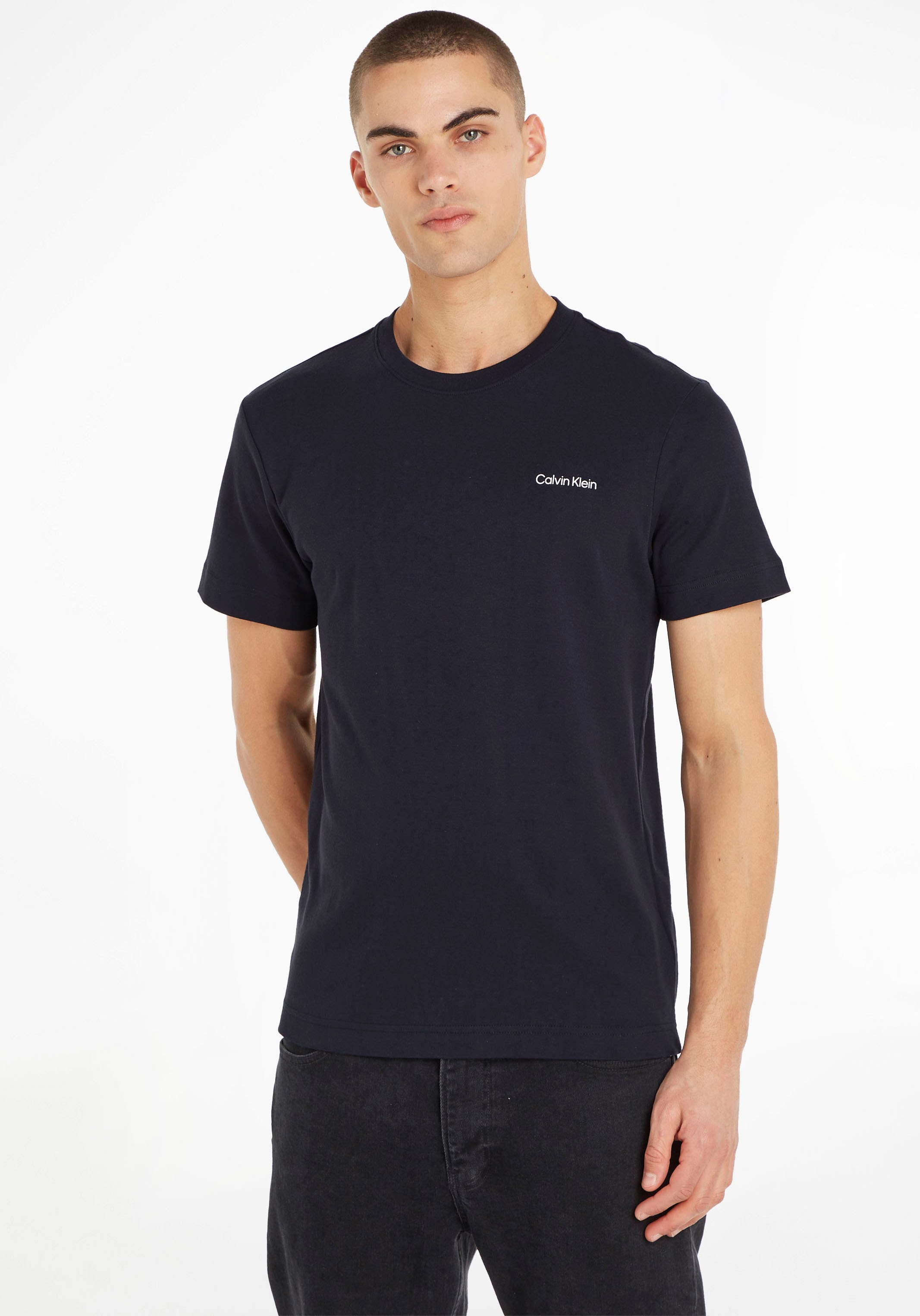 T-Shirt »MICRO LOGO INTERLOCK T-SHIRT«, mit Calvin Klein Logo auf der Brust