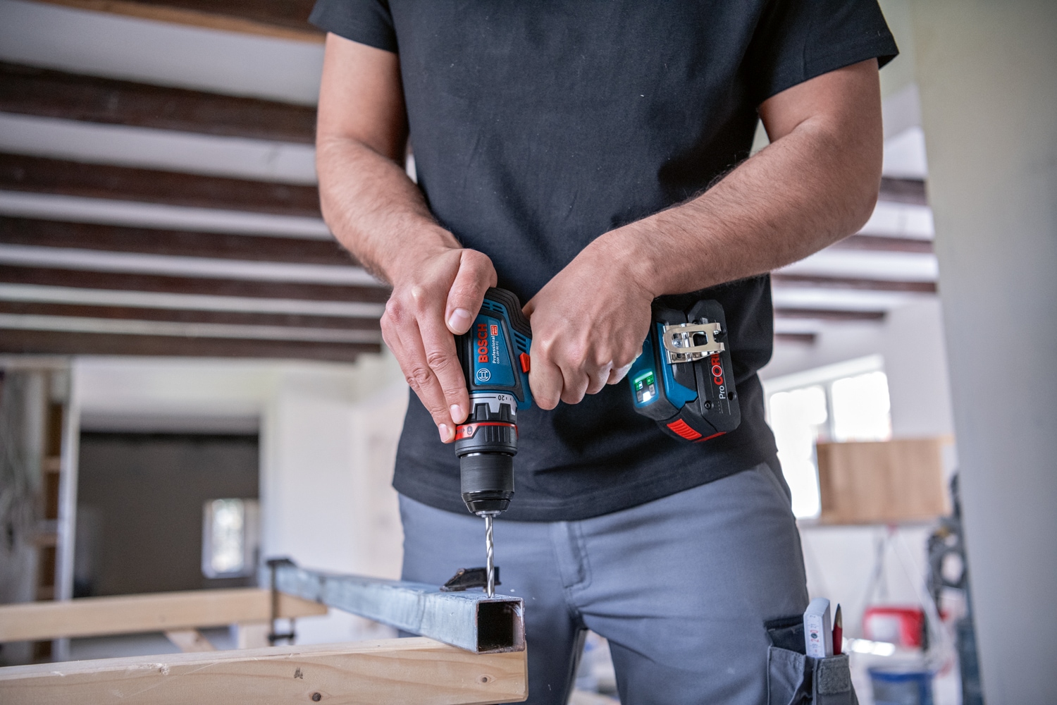 Bosch Professional Akku-Bohrschrauber »»GSR 18V-90 FC««, Inkl. 2x Akkus 4,0Ah und Schnellladegerät GAL 18V-40, in L-BOXX 136