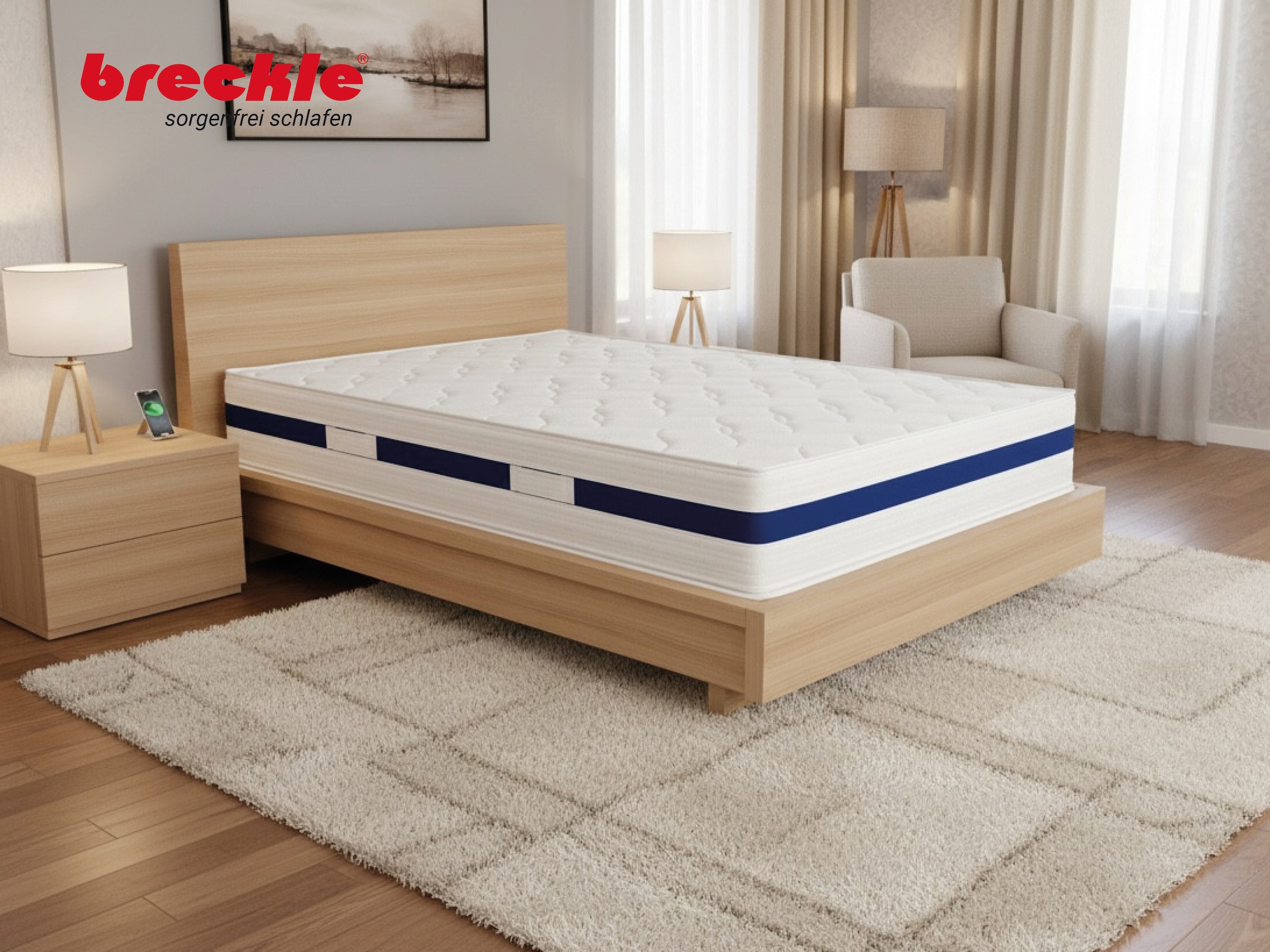 Breckle Taschenfederkernmatratze »1000 Pur, 7 Zonen Matratze 90x200 cm, 140x200 cm & weitere Größen« 25 cm hoch 1.000 Federn 1 Stk. tlg. Matratze H2/H3/H4, ergonomisch, atmungsaktiv