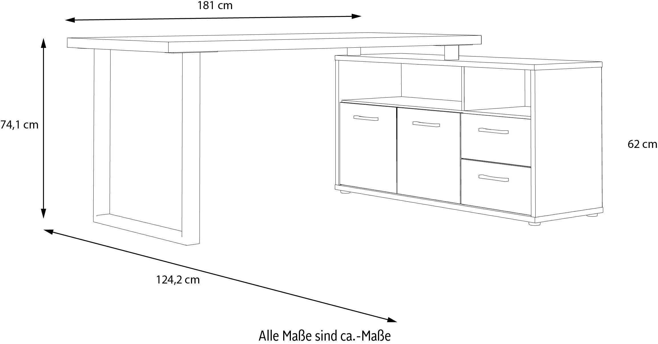 FORTE Schreibtisch »Keflav«, Breite 124,2 cm