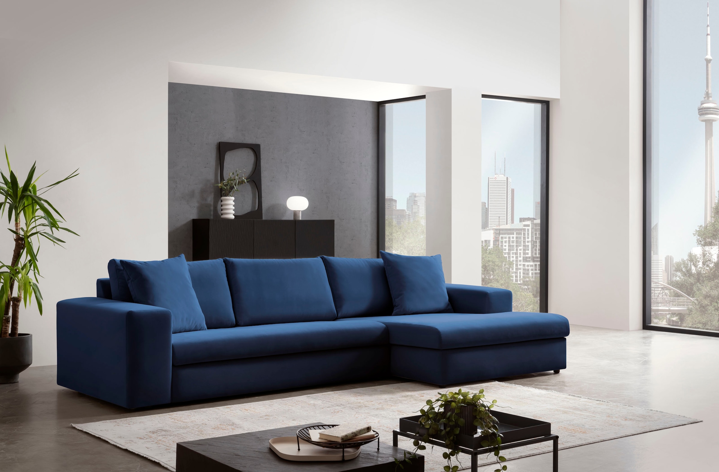 Home affaire Ecksofa »SLEETLAND XXL in Samtvelours oder Vintage-Leder-Optik günstig online kaufen