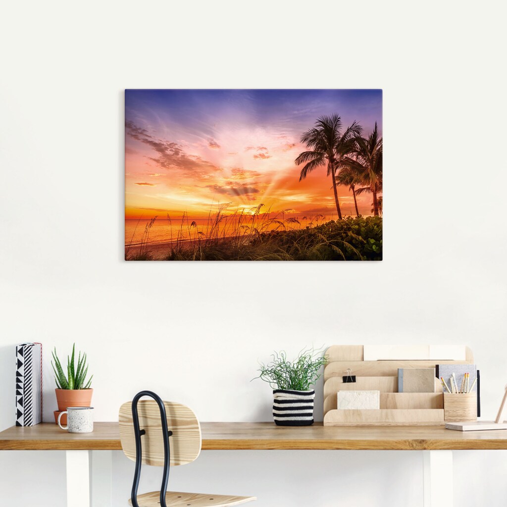 •	Artland Wandbild »BONITA BEACH Malerischer Sonnenuntergang«, (1 St.), in vielen Größen & Produktarten - Alubild/-Outdoorbild für den Außenbereich, Leinwandbild, Poster, Wandaufkleber/Wandtattoo auch für Badezimmer geeignet