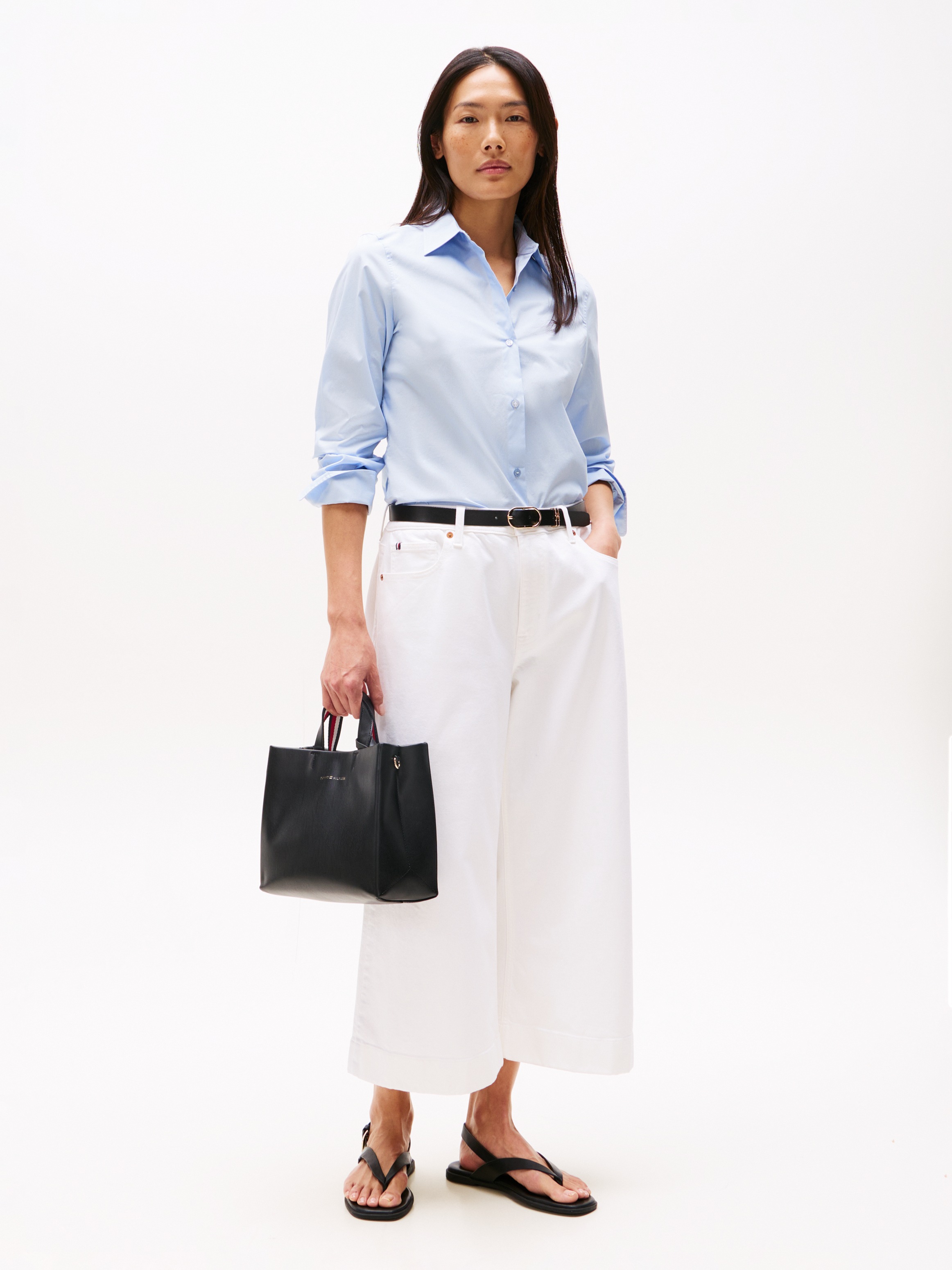 Tommy Hilfiger Henkeltasche »TH ESTABLISHED MED SHOPPER«, Damen-Umhängetasche, Schultertasche mit farbigen Streifen am Henkel