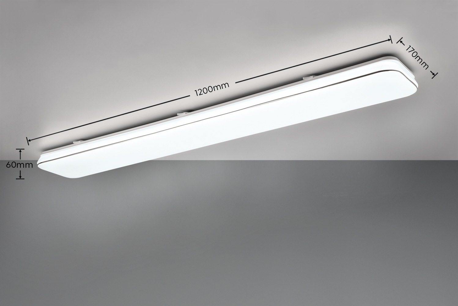 REALITY Leuchten LED Deckenleuchte »BLANCA, elegant schlichte weiße LED Deckenlampe, 120x17 cm, kaltweiß«, 1 flammig, Leuchtmittel LED-Board | LED fest integriert, 3-Stufen dimmbar über Wandschalter, Deckenlampe für Büro Flur Treppe