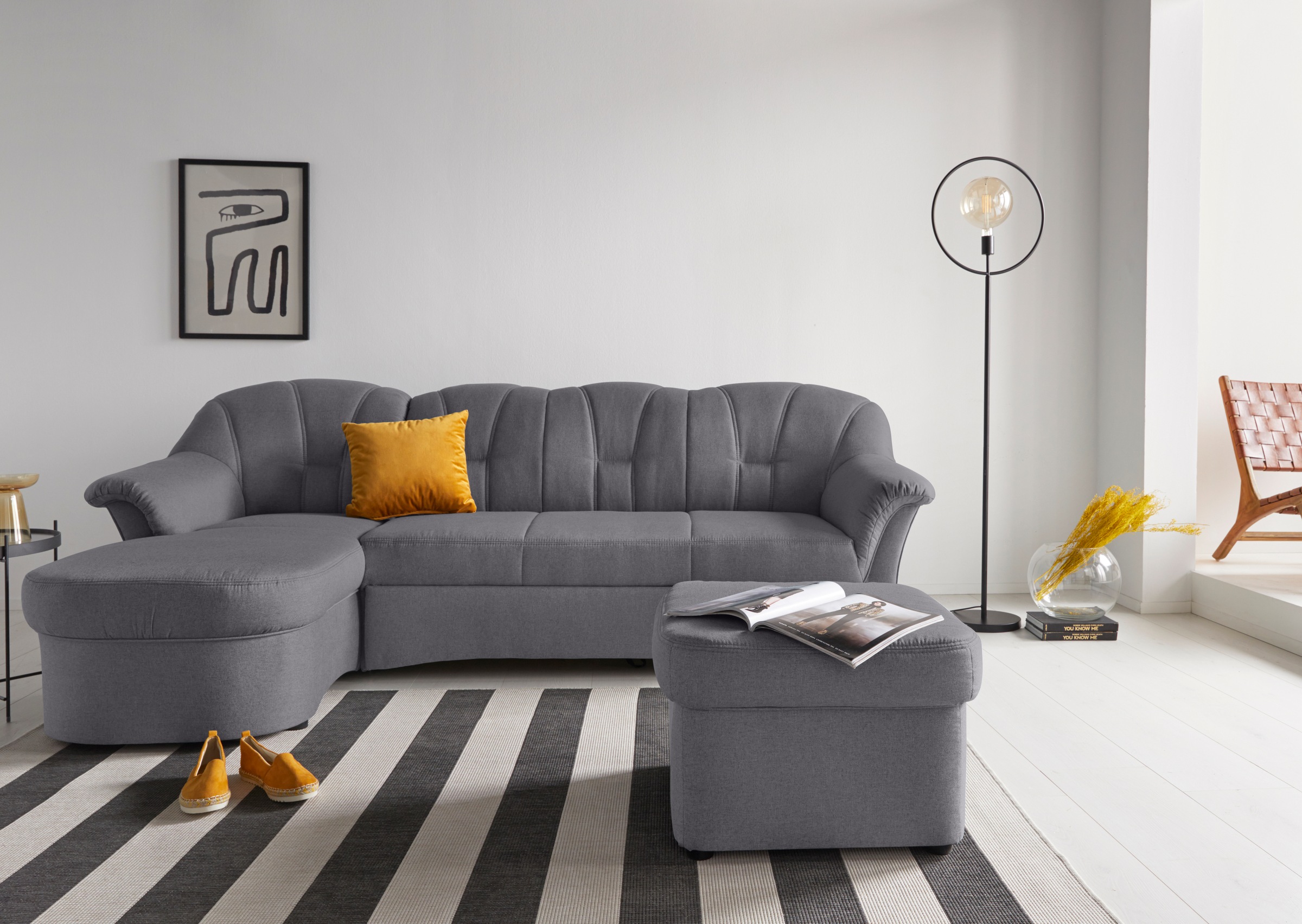 DOMO collection Ecksofa »Papenburg, zeitlose Rückensteppung, elegante Forme günstig online kaufen