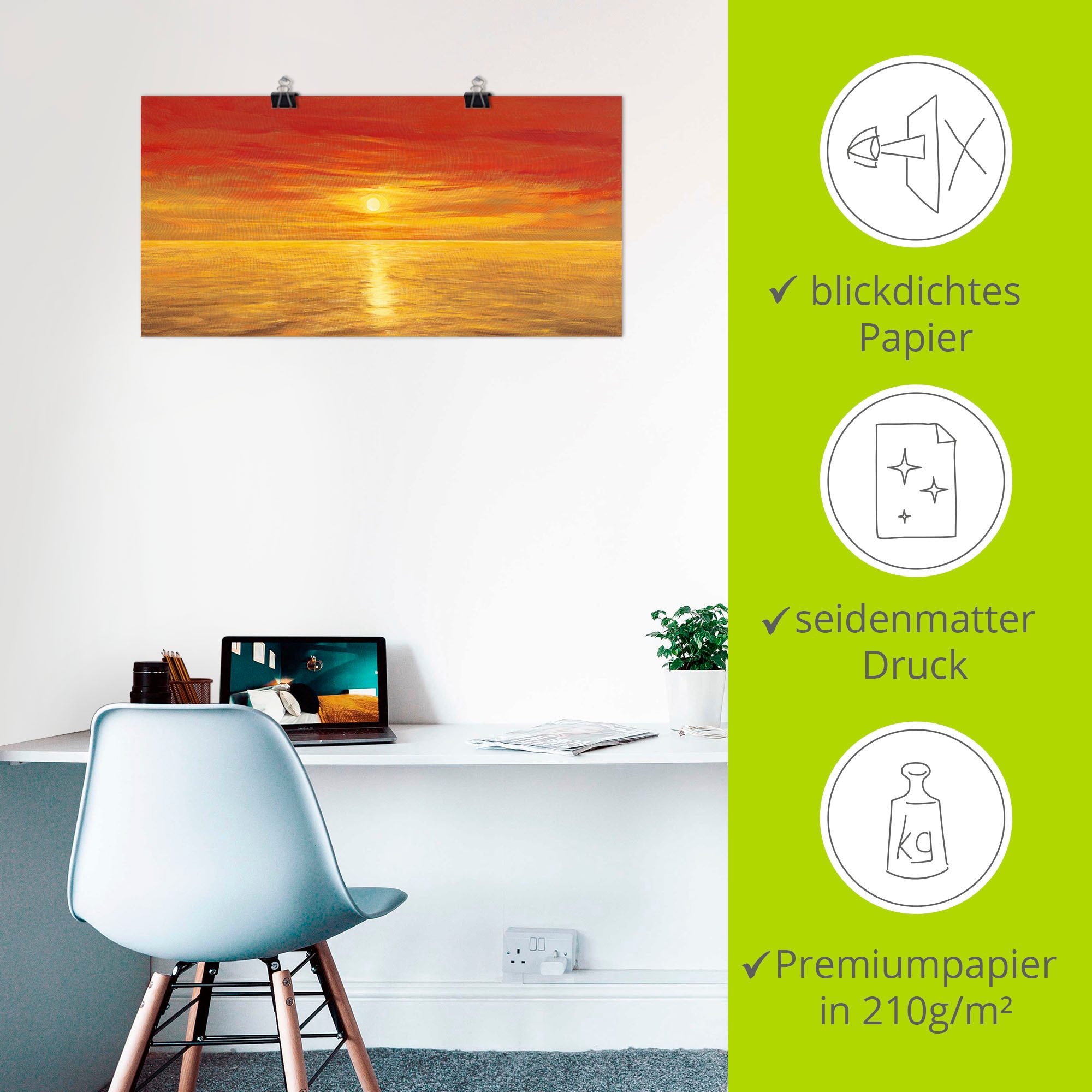 Artland Poster »Oranges Meer«, Meer Bilder, (1 St.), als Alubild, Leinwandbild, Wandaufkleber oder Poster in versch. Größen