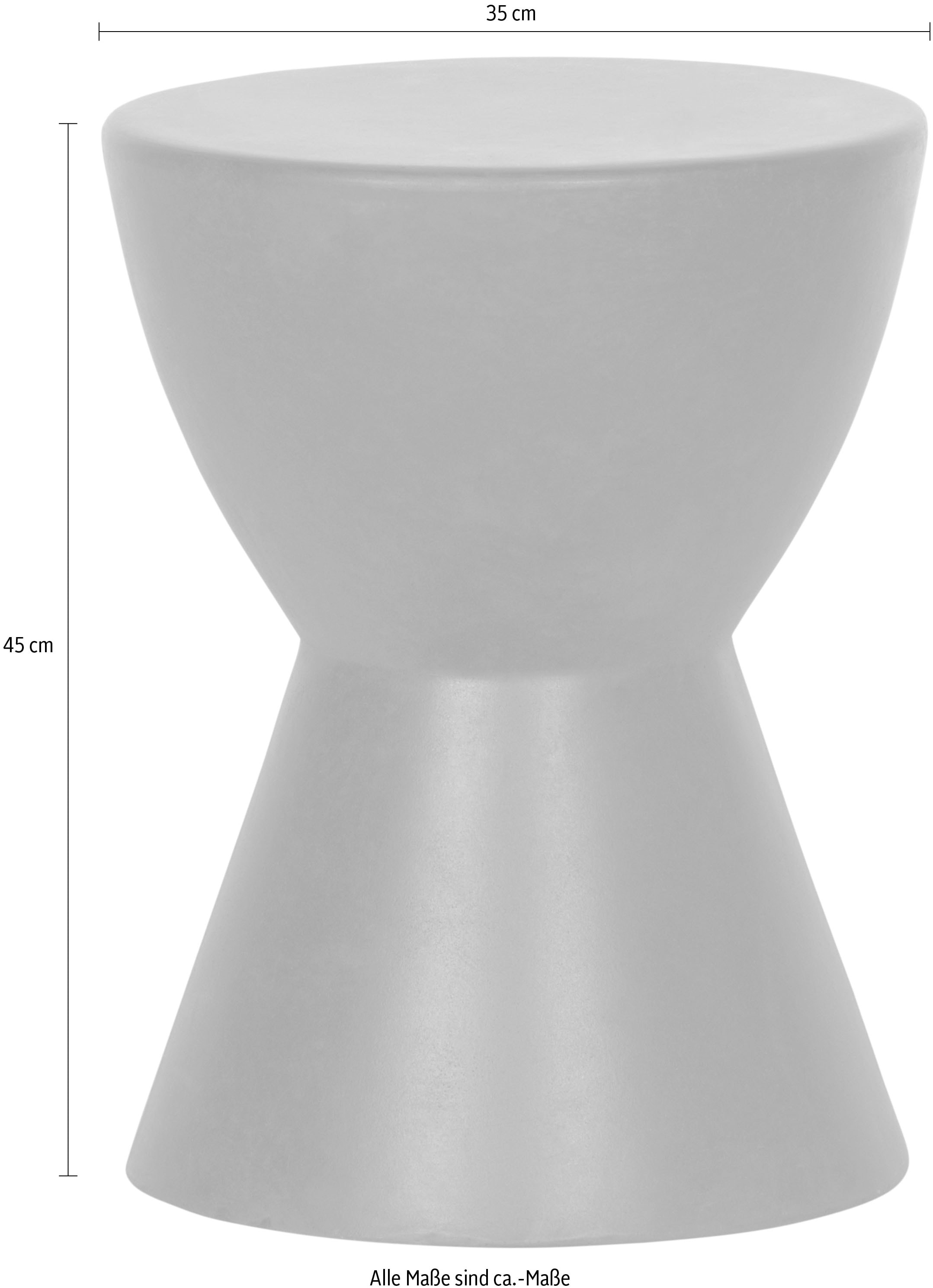 WOOOD Hocker »Dover aus Fiberclay mit Betonoptik und Sanduhr-Form Ø 35 x H 45 cm« Glasfaser-Ton-Verbund, Tragkraft 50 kg, Pfleiglicht