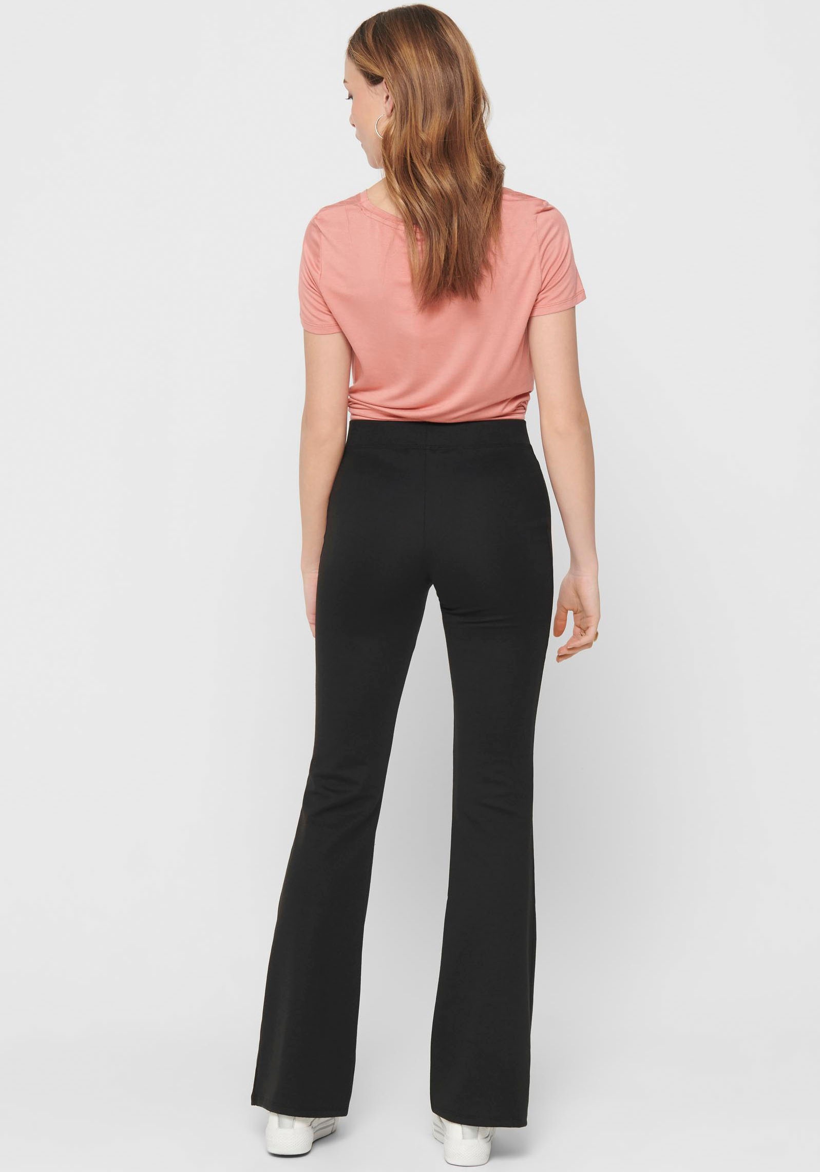 ONLY Jerseyhose »ONLFEVER – Jerseyhose mit Stretch und ausgestelltem Bein«  skinny fit, casual, Jersey, Polyester, ohne Ausschnitt