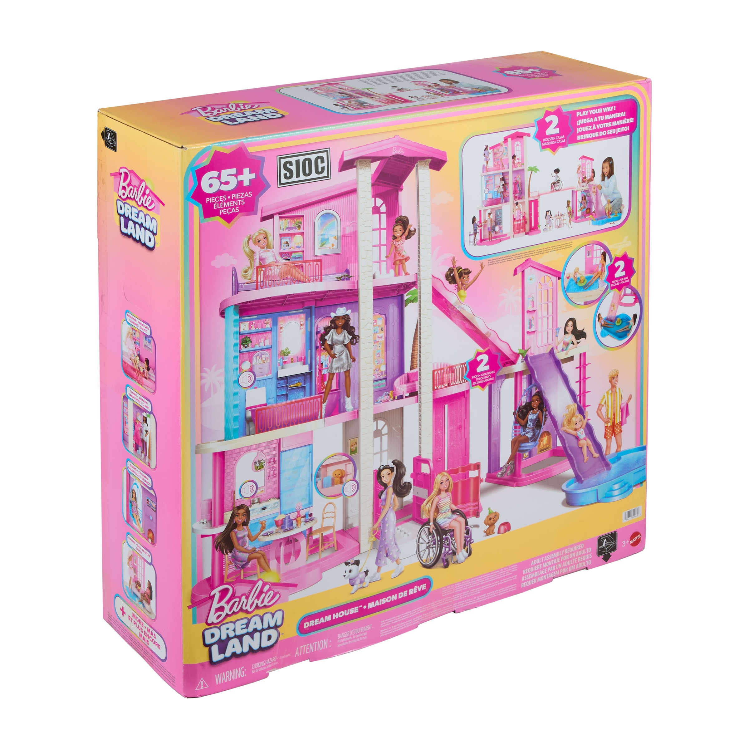 Barbie Puppenhaus »Barbie Traumvilla (2026)« mit Licht , Sound, 2 Pools, 2 Rutschen, 2 Häuser, Aufzug, 3 Etagen