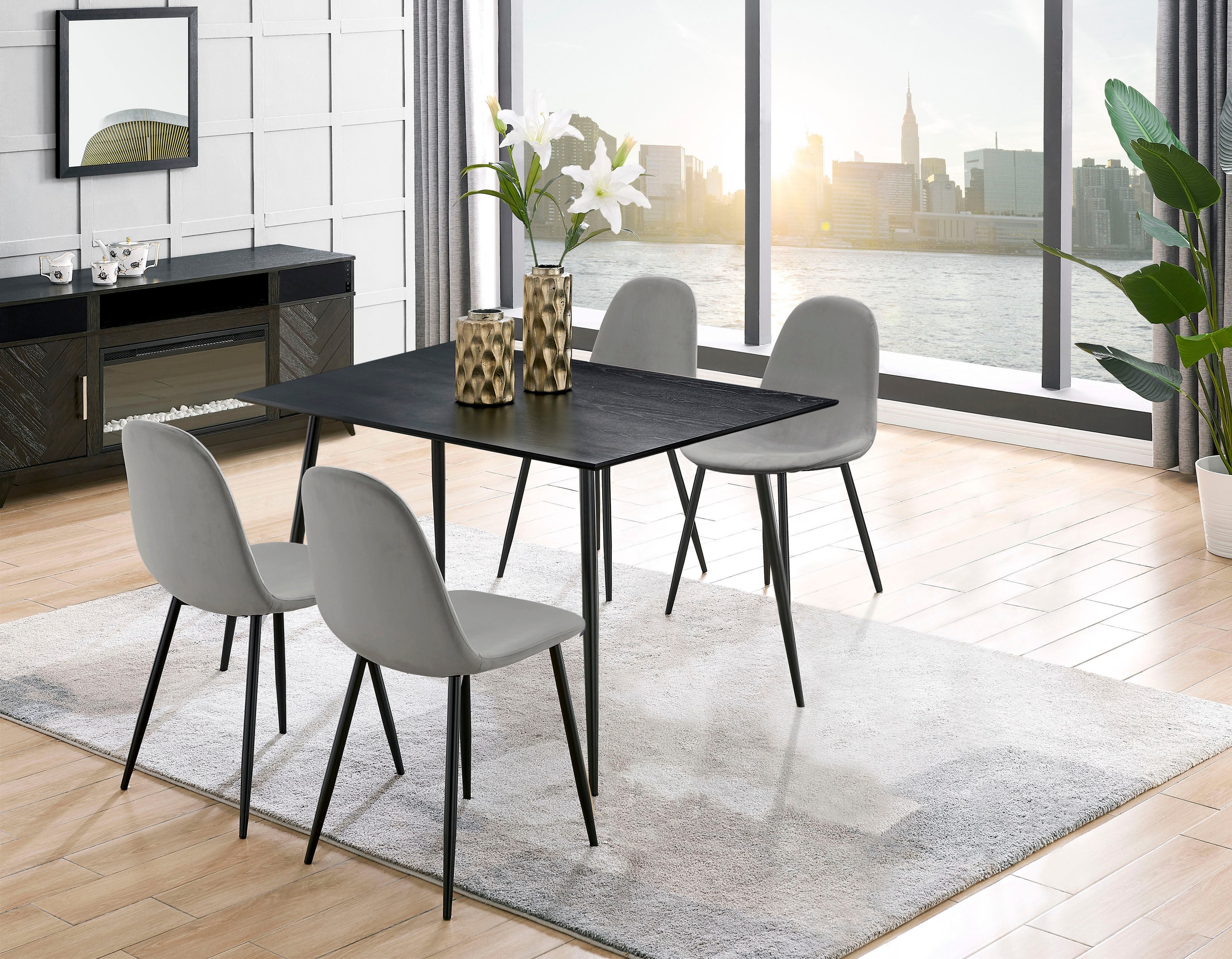 Leonique Essgruppe »Eadwine, TOPSELLER! Sitzgruppe, Tisch plus 4 Stühle« Se günstig online kaufen