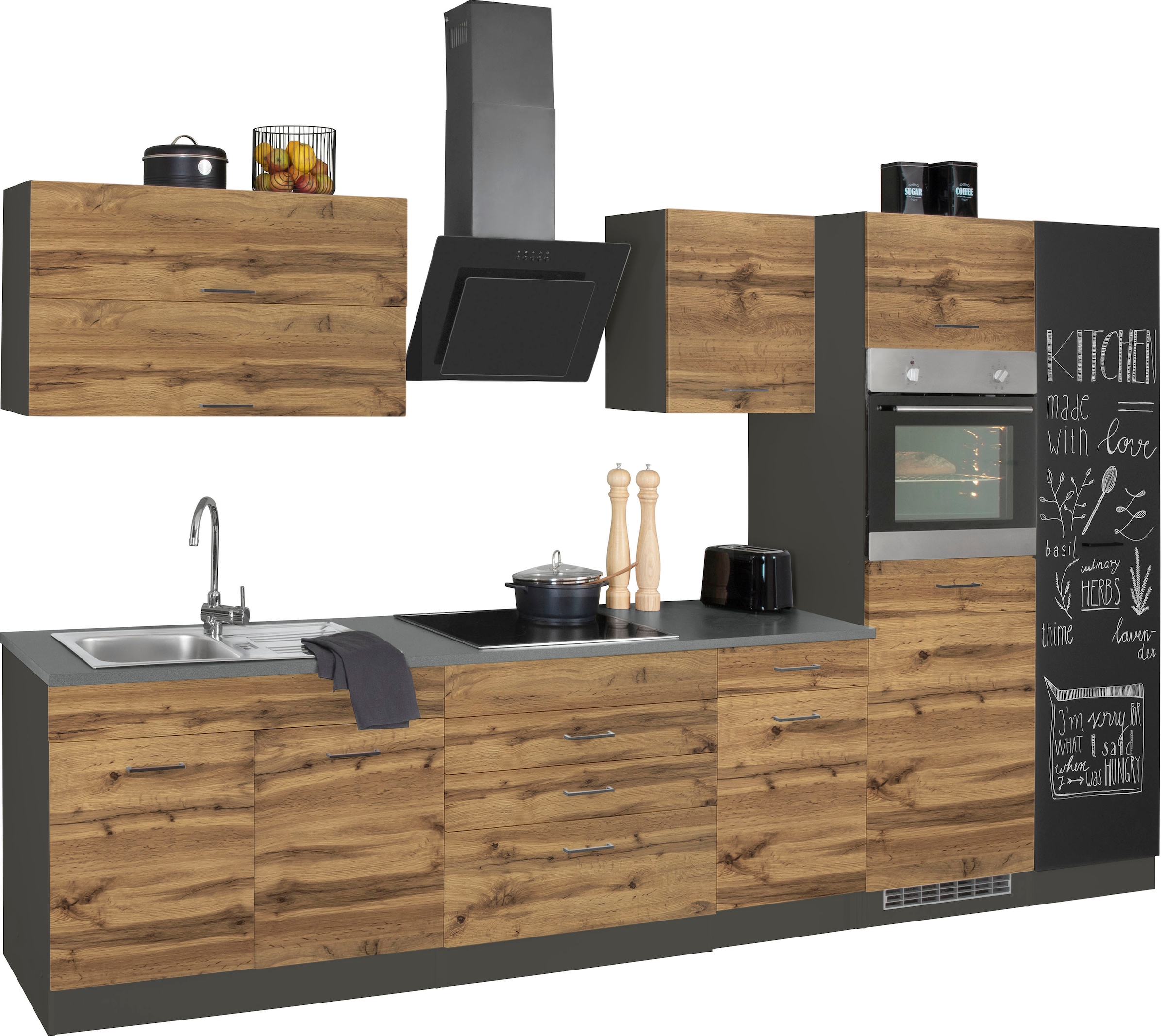KOCHSTATION Küchenzeile »KS-Trier«, mit E-Geräten, Breite 340 cm
