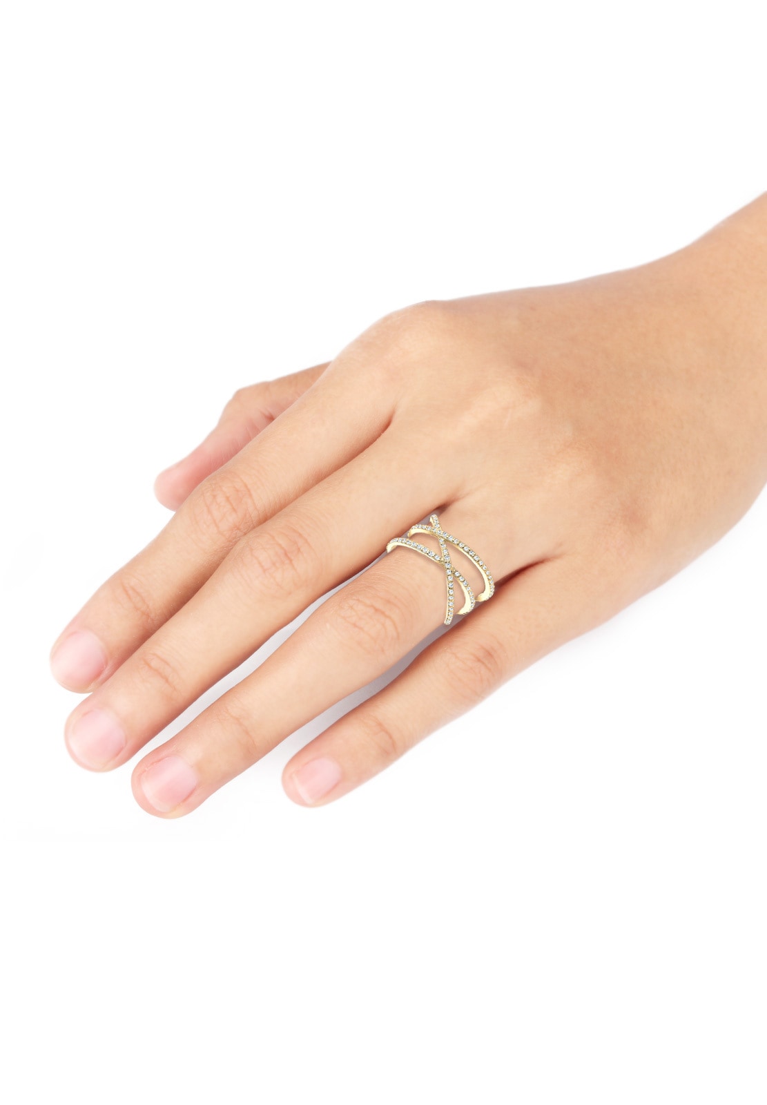 Elli Fingerring »Verschlungen Kristalle 925 Silber«