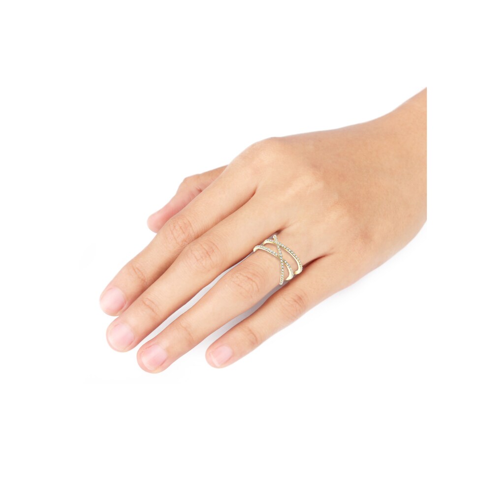 Elli Fingerring »Verschlungen Kristalle 925 Silber«