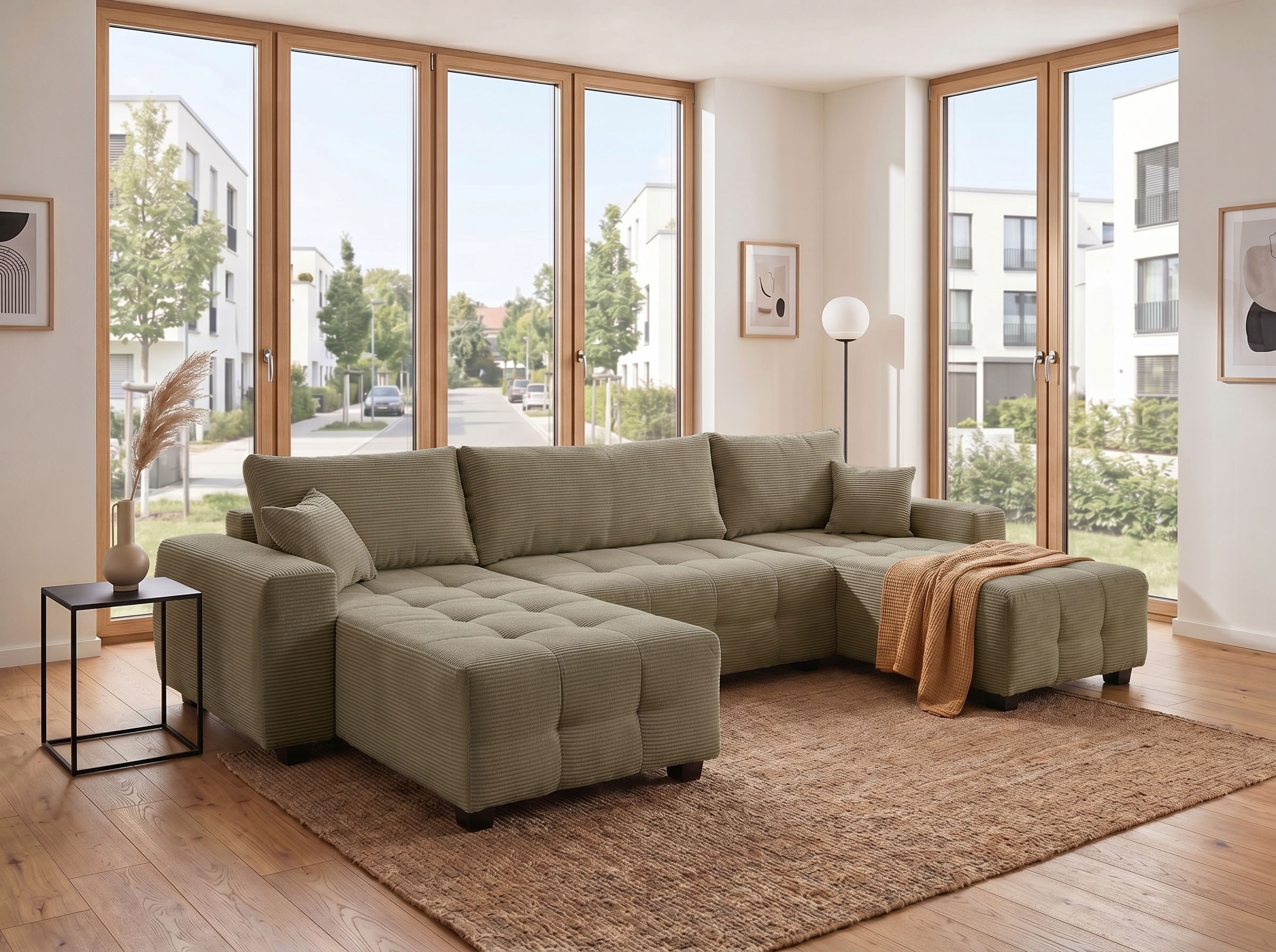 OTTO home Wohnlandschaft »Bella U-Form, B: 314 cm, inkl. Schlaffunktion, auch in Cord« inkl. Bettkasten, Bonellfederkern, extra große Liegefläche: 269x135cm