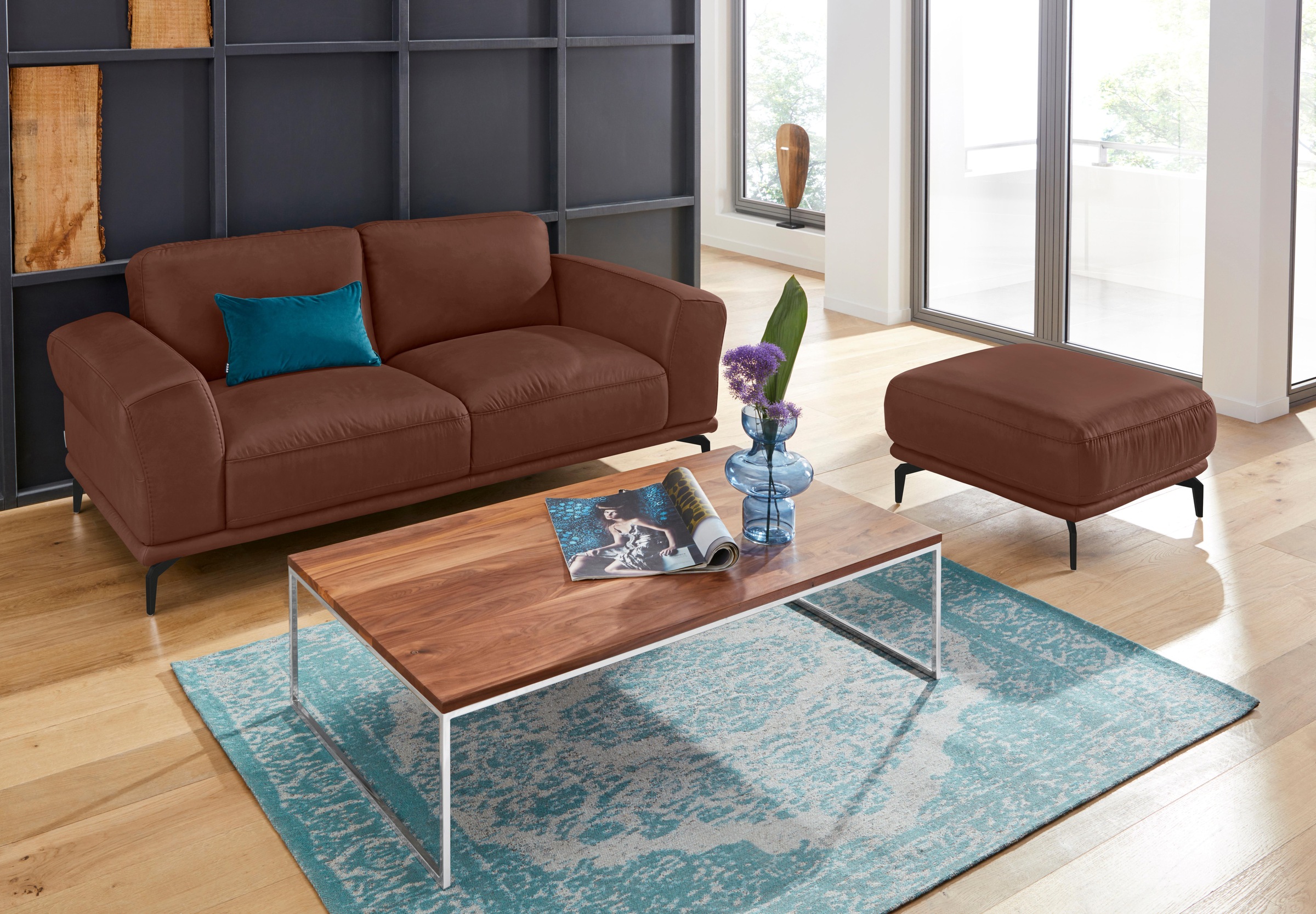 W.SCHILLIG Hocker »montanaa«, mit Metallfüßen in Schwarz pulverbeschichtet, Breite 71 cm