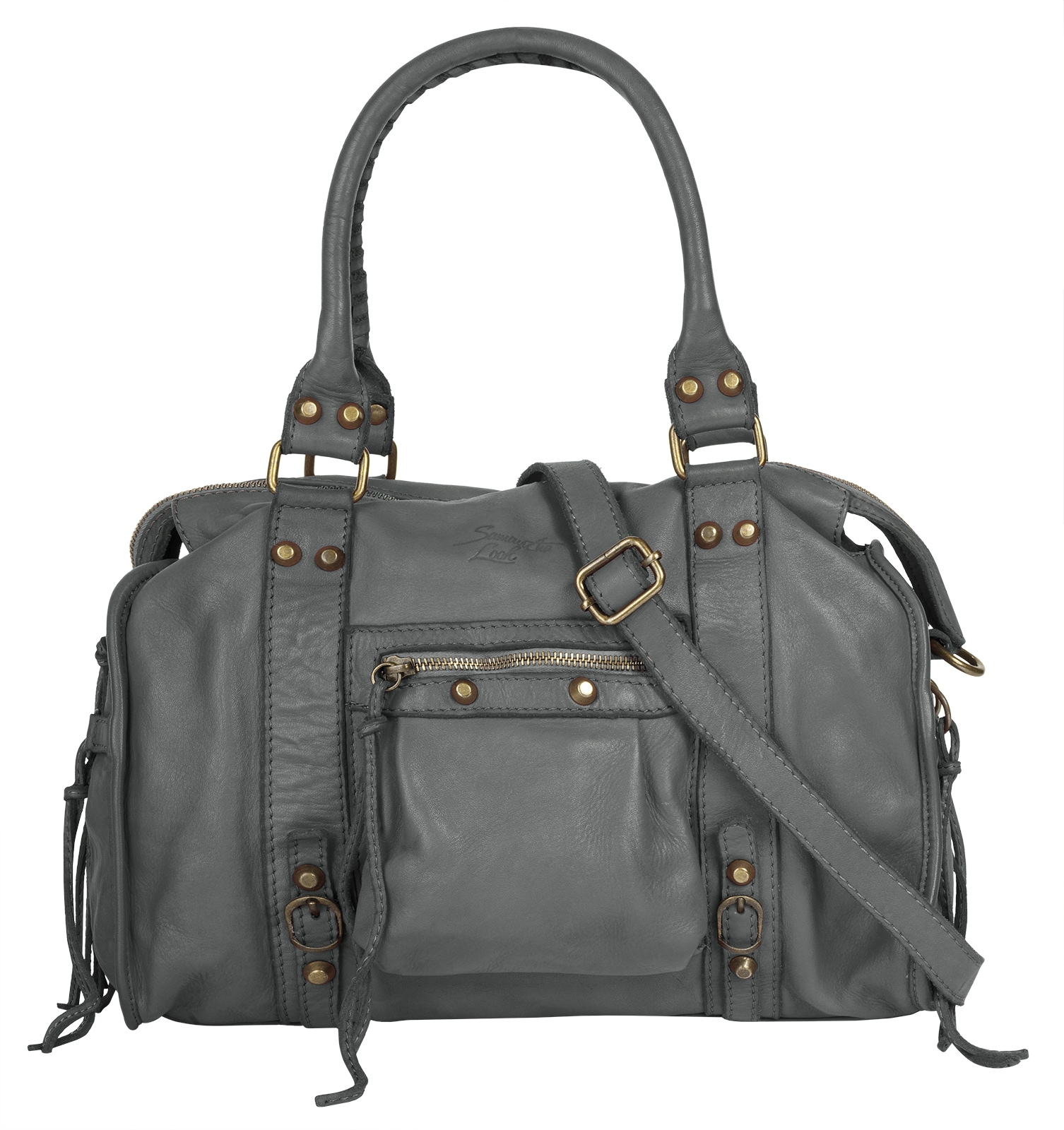 Shopper, echt Leder, Made in Italy, Gr. B/H/T: 34 cm x 27 cm x 12 cm onesize, grau