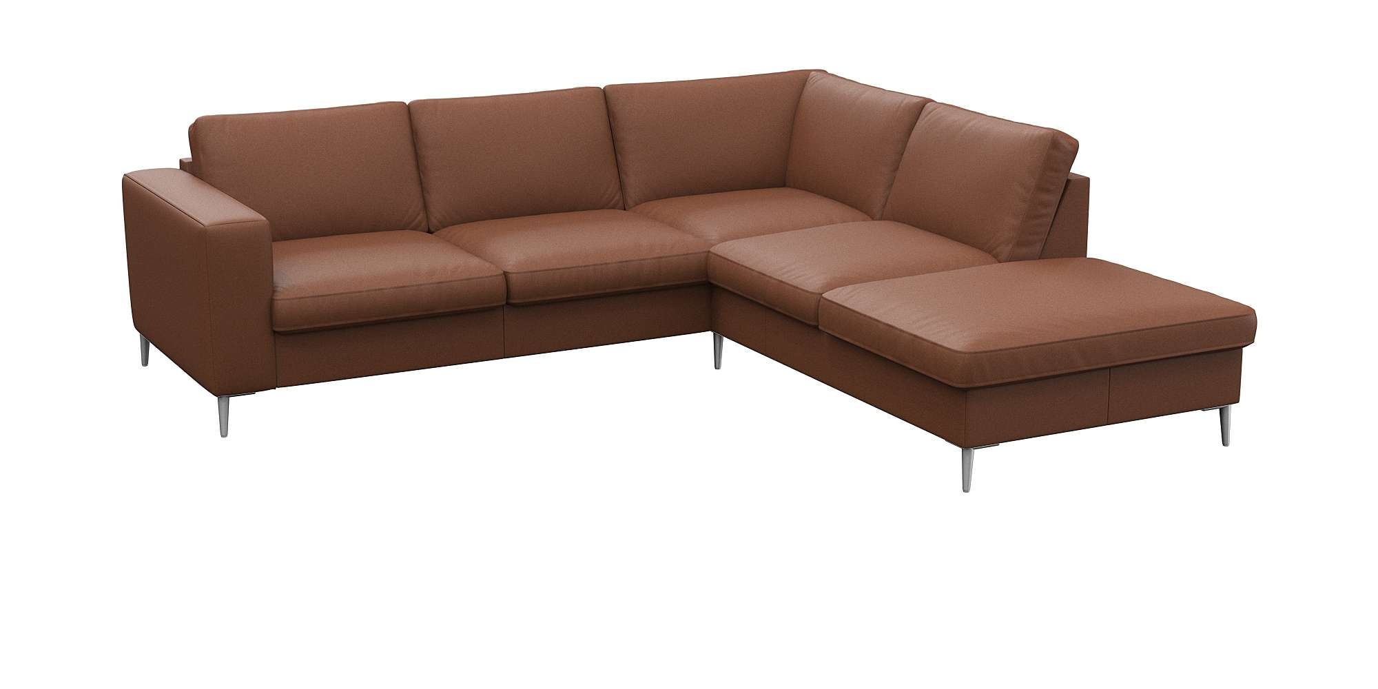 FLEXLUX Ecksofa »Fiore, L-Form«, breite Armlehnen, Füße alufarben, B/T 241/225 cm, Kaltschaum im Sitz