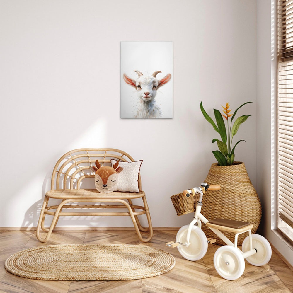 A.S. Création Leinwandbild »Baby Billy Goat - Wandbild Weiß Beige Keilrahme günstig online kaufen