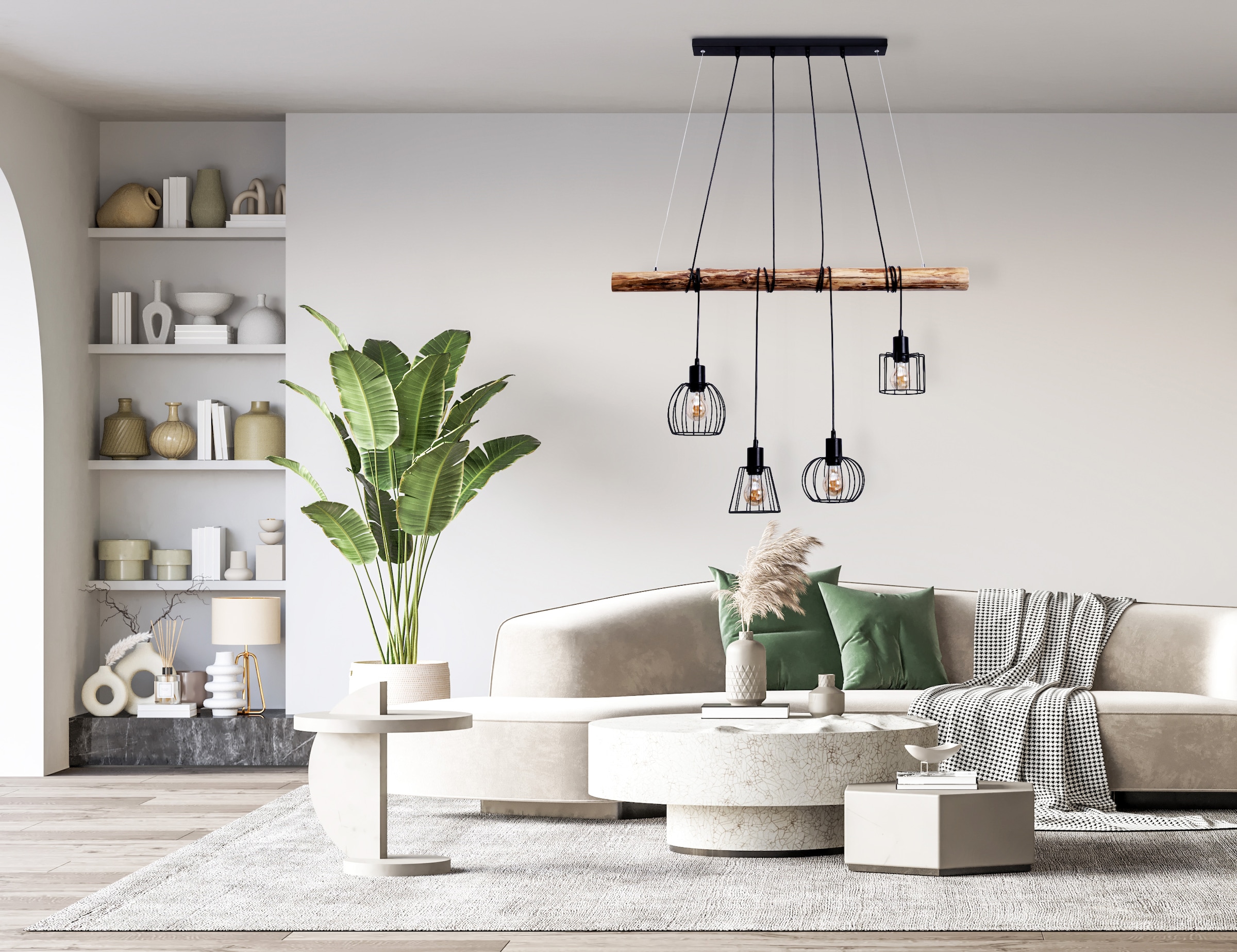 näve Pendelleuchte »4er Pendelleuchte "WOODLAND"« E27 1 Stk. retro optik