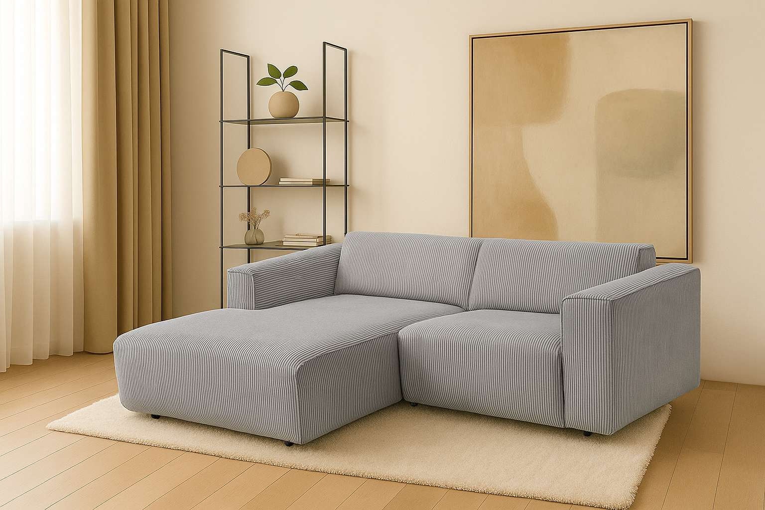 andas Ecksofa »Noord mit Kedernaht, Breite 234 cm, L-Form« Cord, Struktur, günstig online kaufen