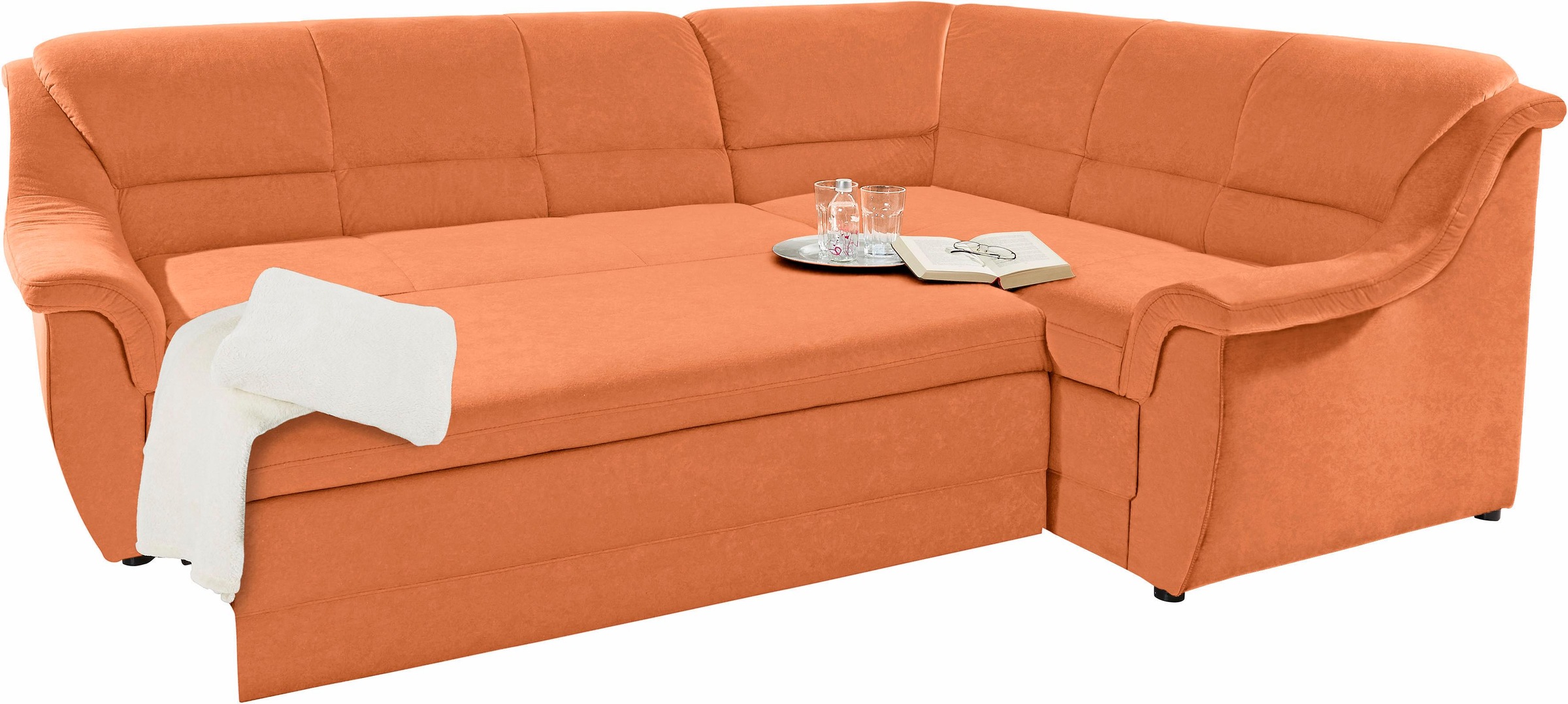 DOMO collection Ecksofa »Lale zeitlose Formensprache, komfortabel, L-Form«, mit langem Schenkel, wahlweise mit Bettfunktion