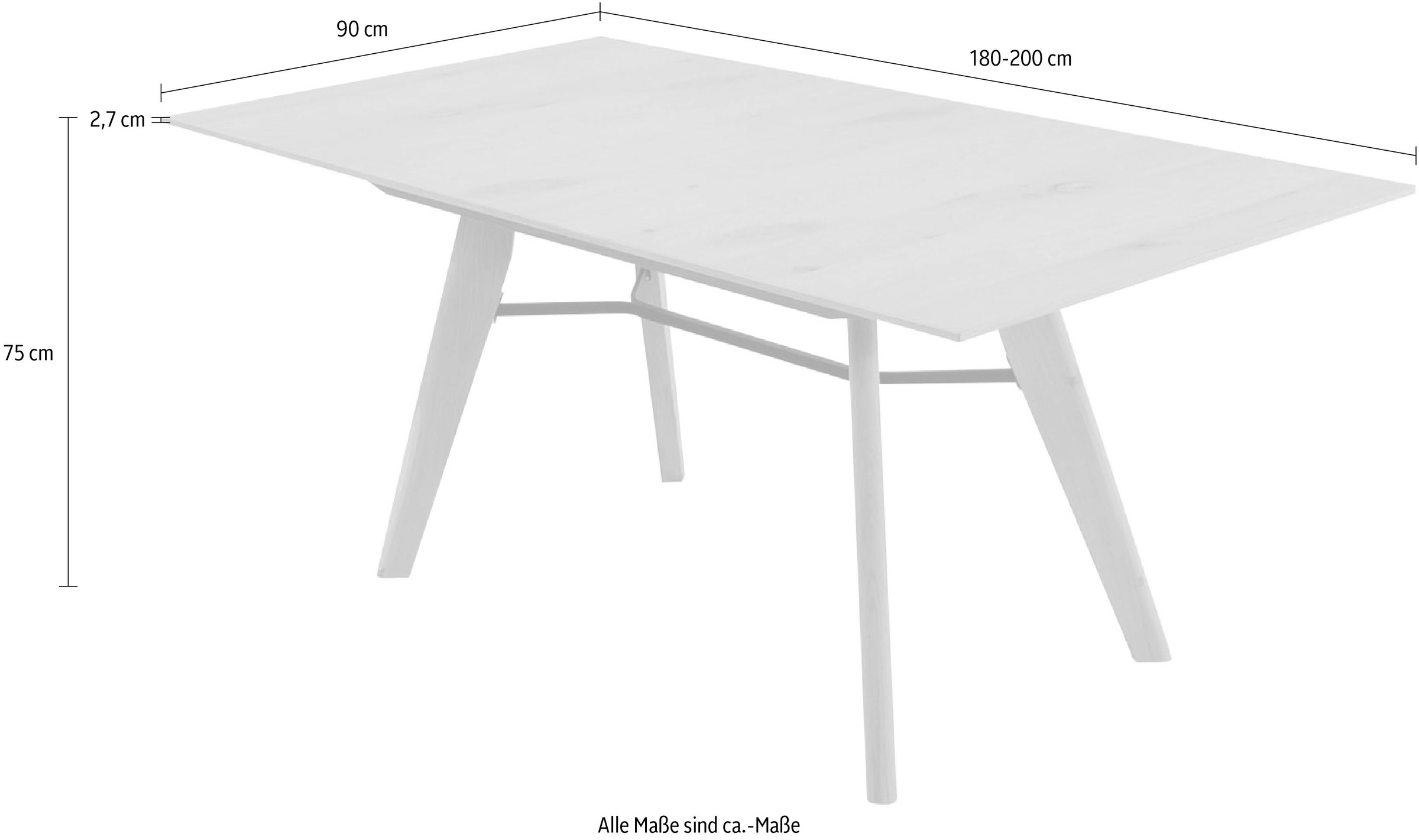 K+W Komfort & Wohnen Esstisch »Giacomo IV«, in Asteiche bianco furniert, 2 Größen auswählbar, mit Synchronauszug
