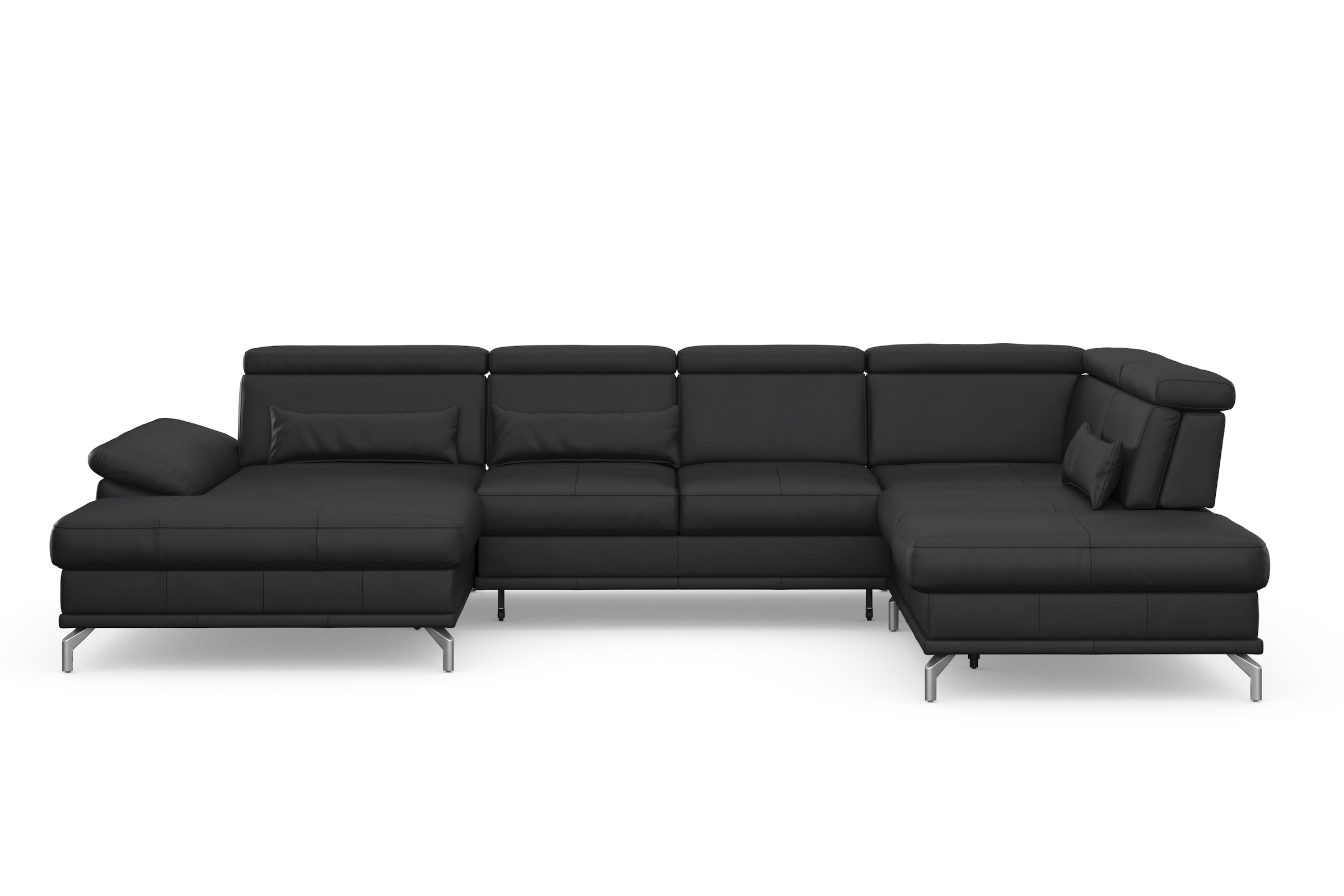 sit&more Wohnlandschaft »Cabrio U-Form, mit Sitztiefenverstellung, Arm- und Kopfteilverstellung«, 3 Nierenkissen, Federkern, optional Bettfunktion und Stauraum