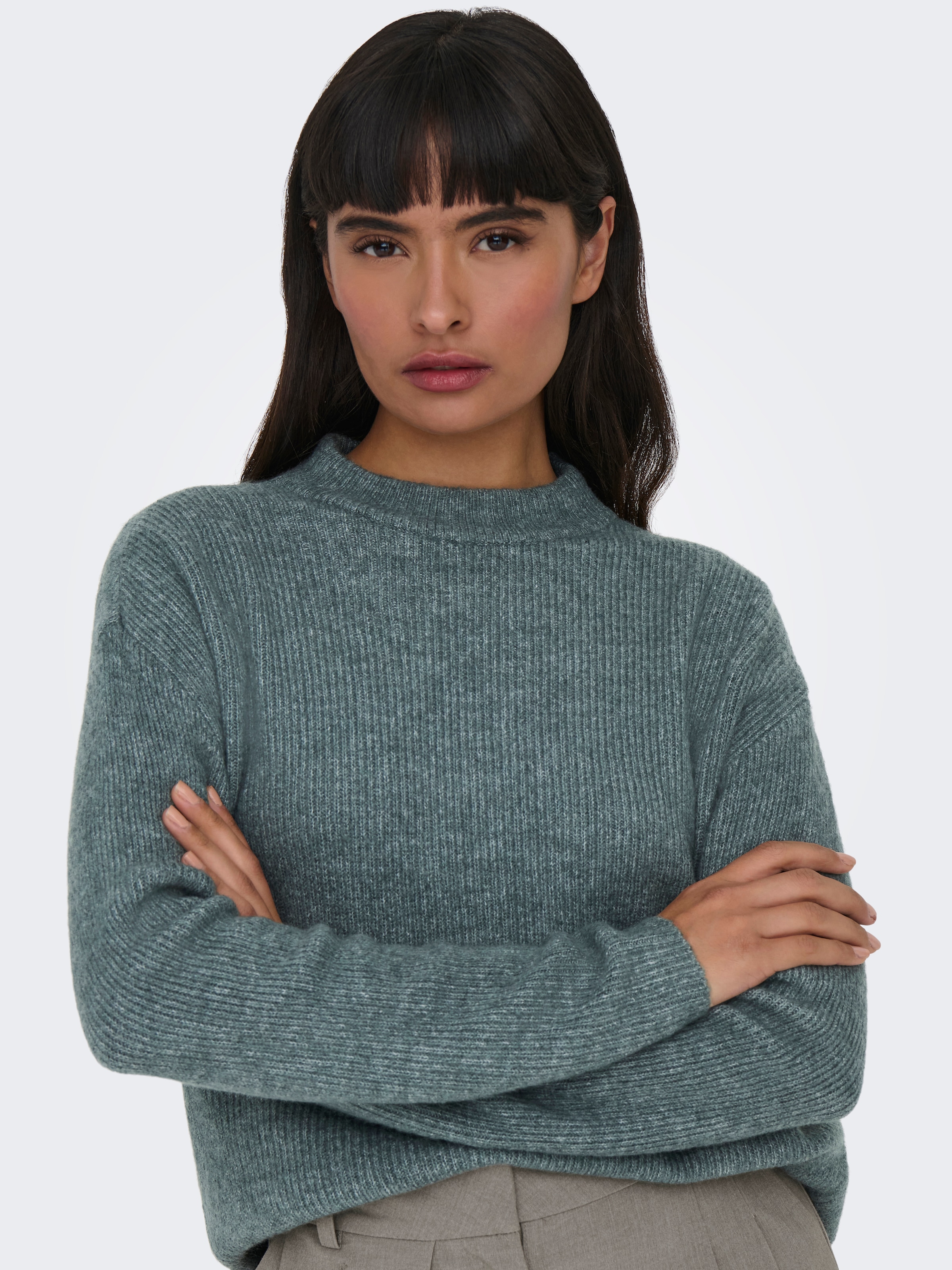 ONLY Strickpullover »ONLCAMILLA O-NECK L/S PULLOVER KNT« Materialmix, regular fit