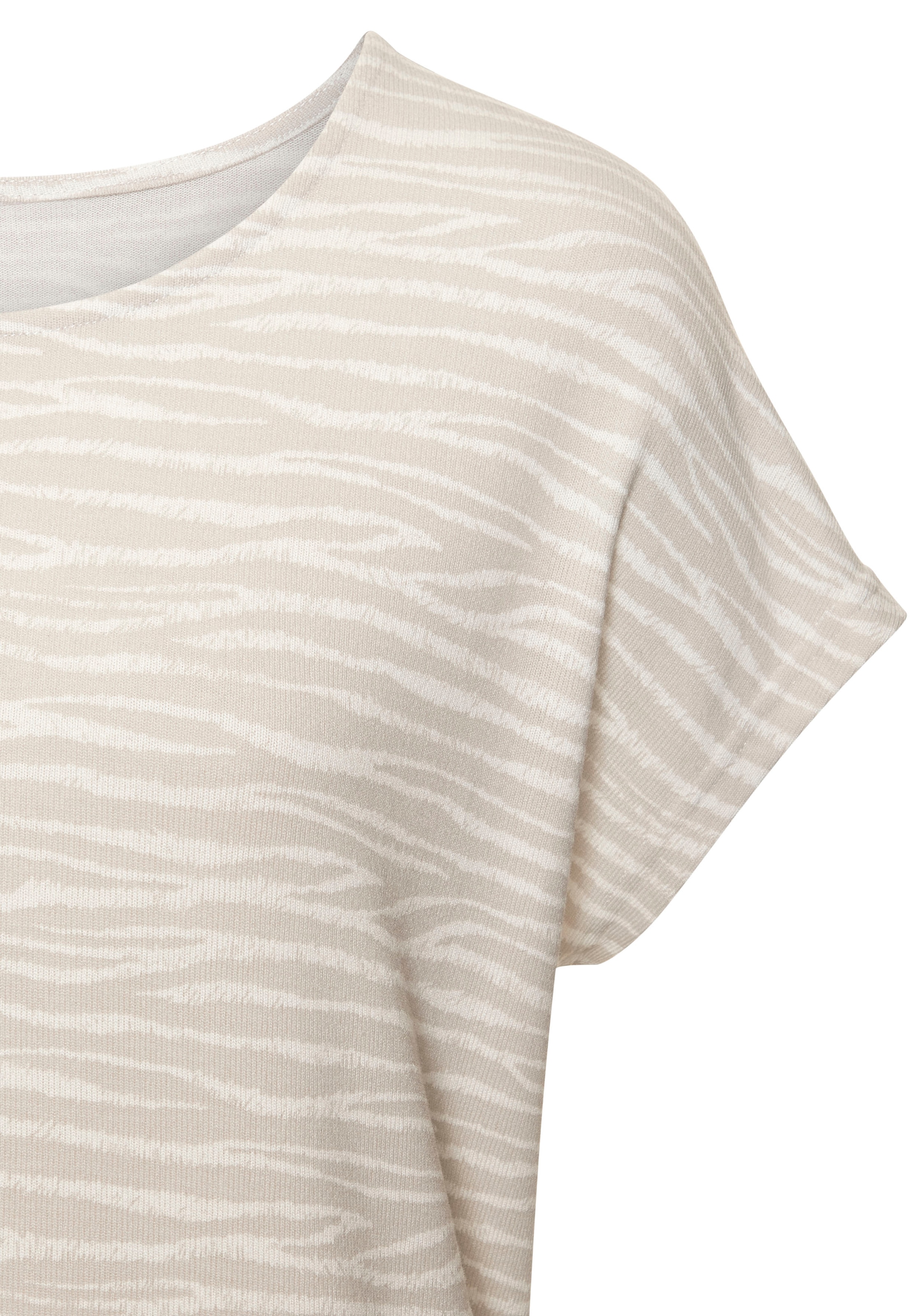 LASCANA Kurzarmshirt »mit modischem Zebra-Muster«, aus weichem Viskose-Strick