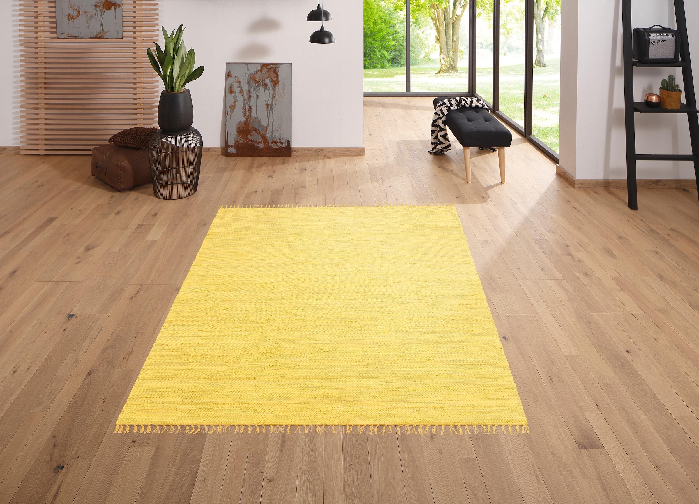 my home Teppich »Paul«, rechteckig, 5 mm Höhe, Wendeteppich, Uni, handgeweb günstig online kaufen