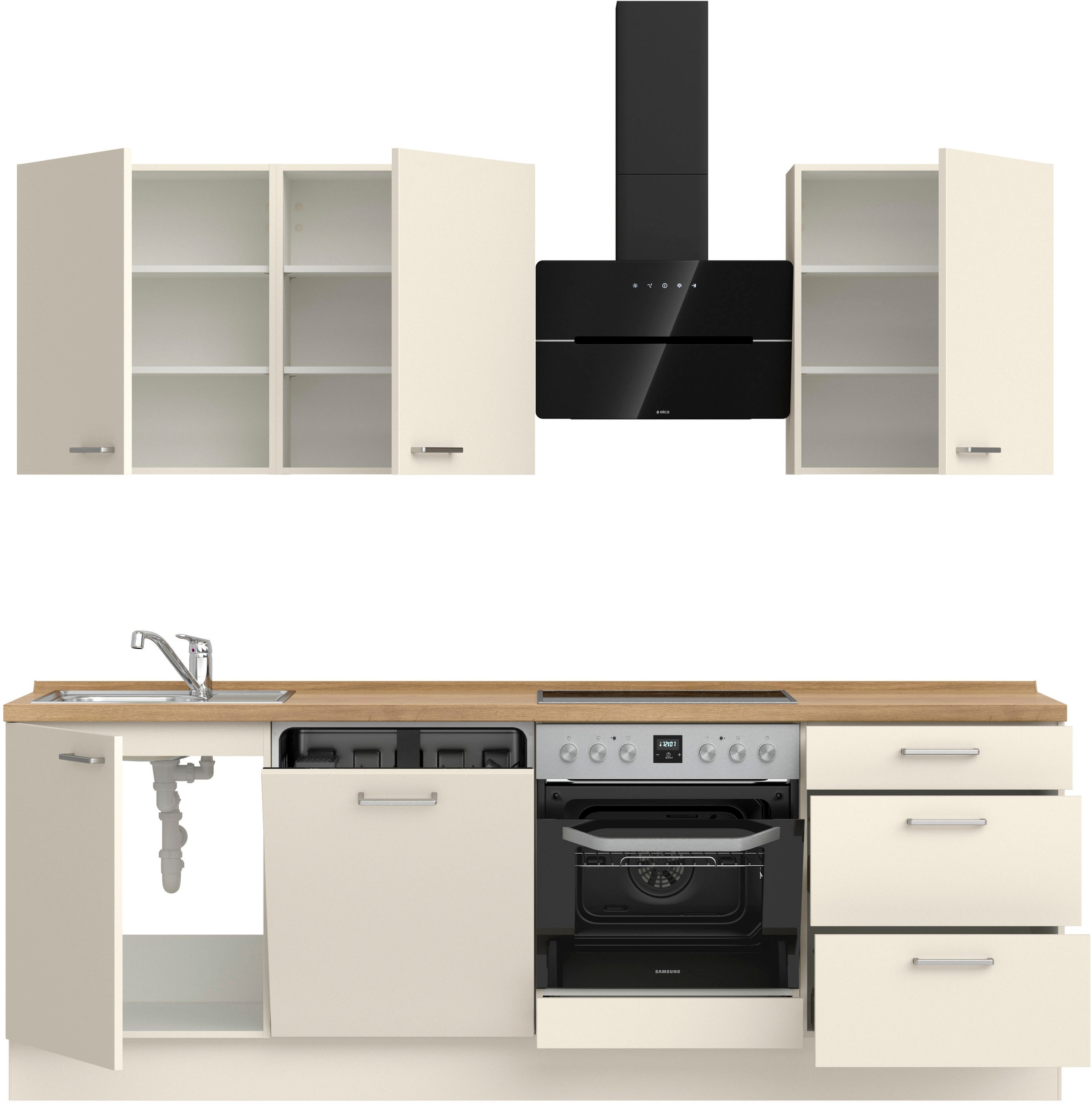 nobilia® Küchenzeile »"Touch II"«, vormontiert, Ausrichtung wählbar, Breite 240 cm, wahlw. mit E-Geräten