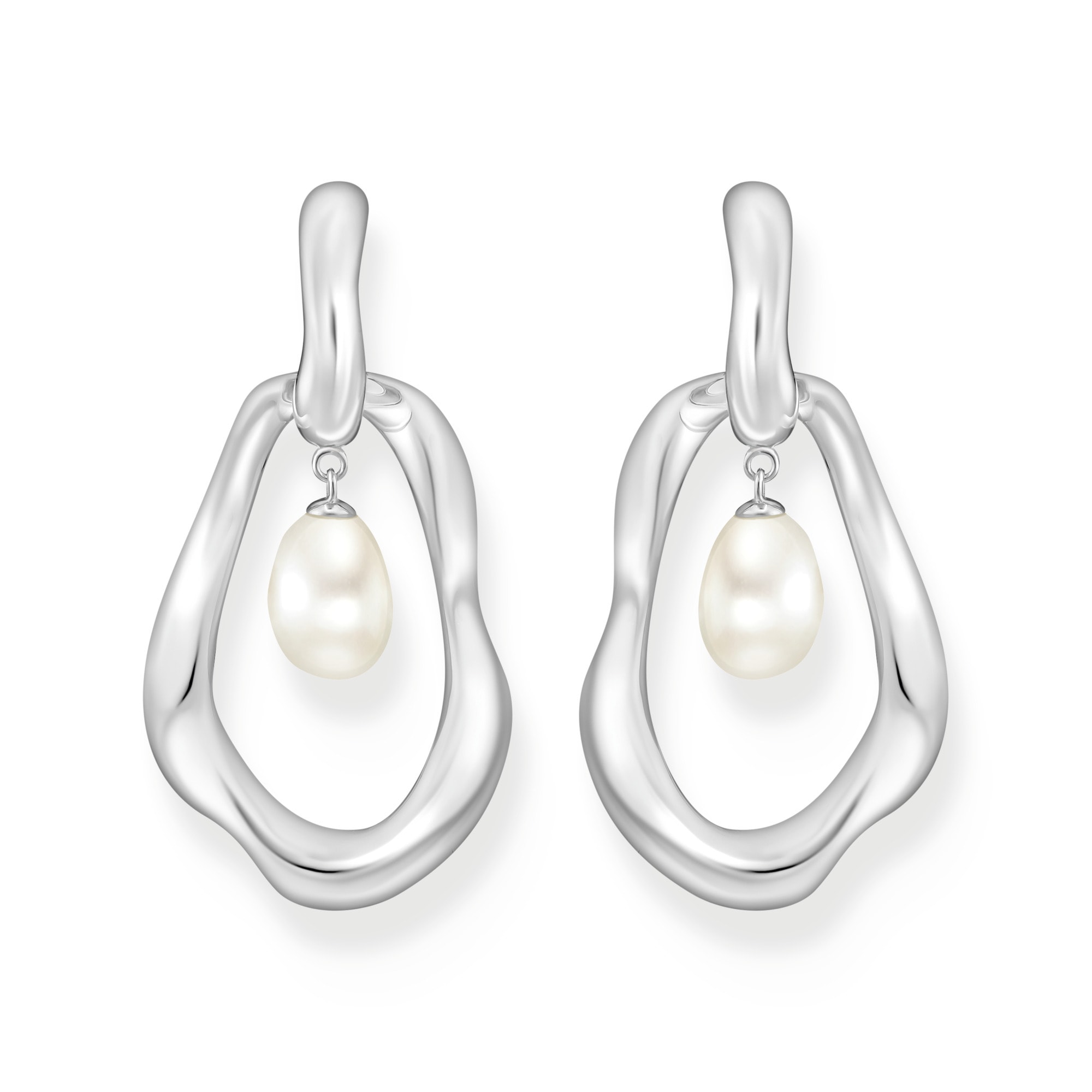 THOMAS SABO Paar Creolen »Natural Beauty Statement-Creolen mit Anhänger, Bold Elegance«, mit Süßwasserzuchtperle