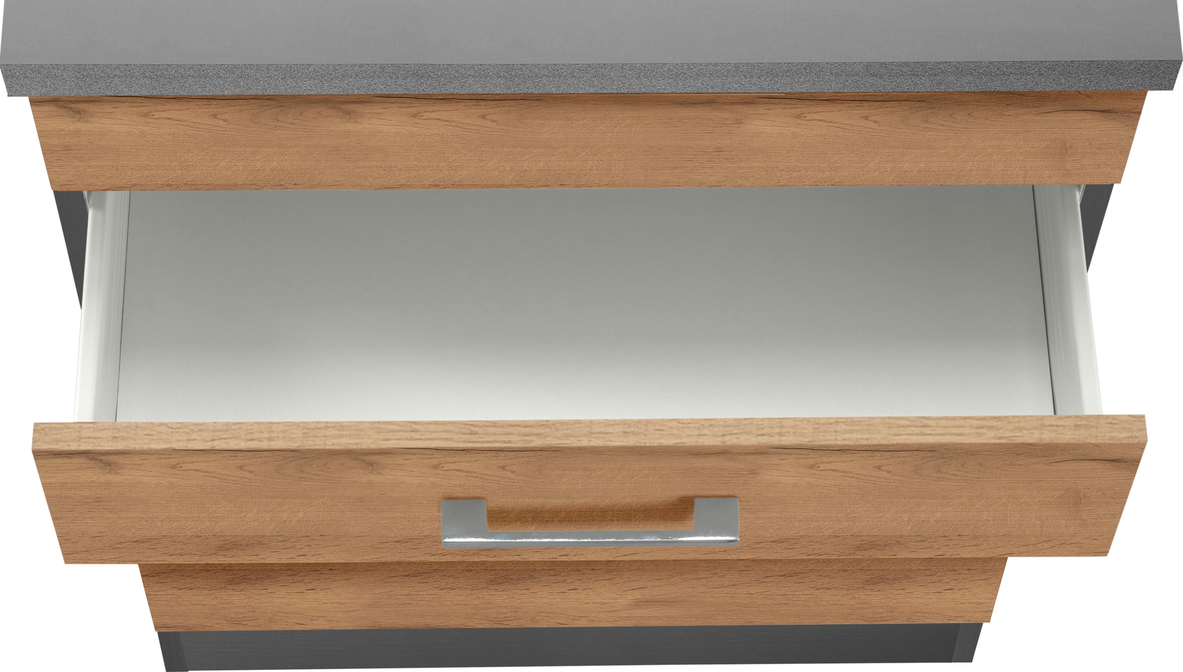 KOCHSTATION Kochfeldumbauschrank »KS-Colmar«, 60 cm, mit Metallgriff, 2 Schubkästen und 1 Auszug