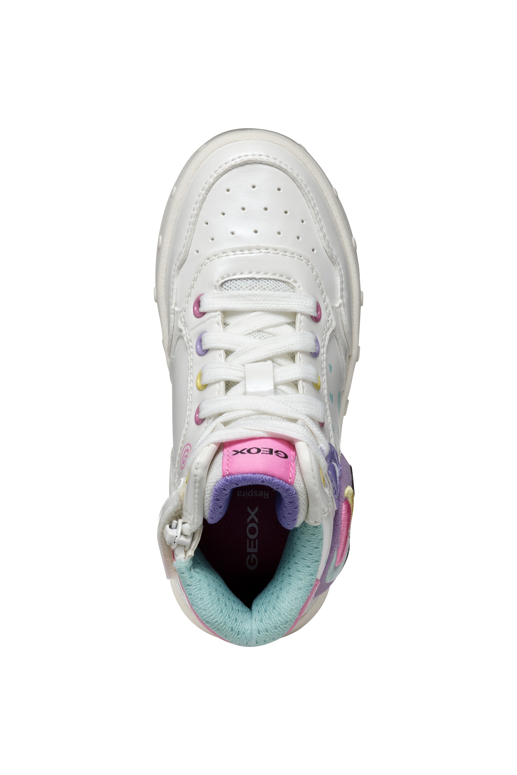 Geox Sneaker »J SKYLIN GIRL Blinkschuh«, Schnürboots, Blinkschuh mit Glitzer und Blinkfunktion