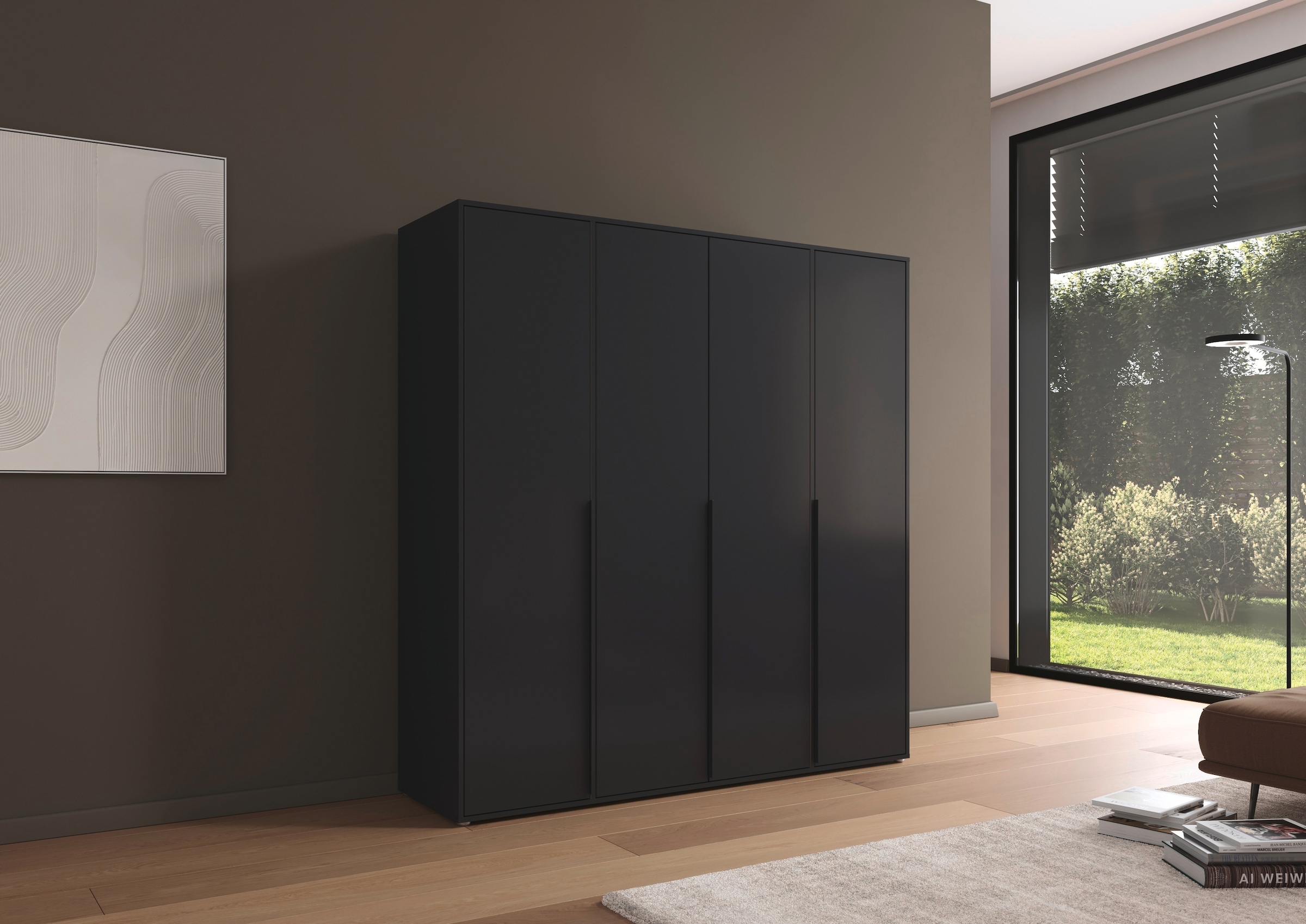 rauch Drehtürenschrank »Kleiderschrank Schrank Garderobe Wäscheschrank NAGATA viel Stauraum«, (in 3 verschiedenen Ausstattungen BASIC/CLASSIC/PREMIUM), mit modernen Stangengriffen in Graumetallic TOPSELLER MADE IN GERMANY