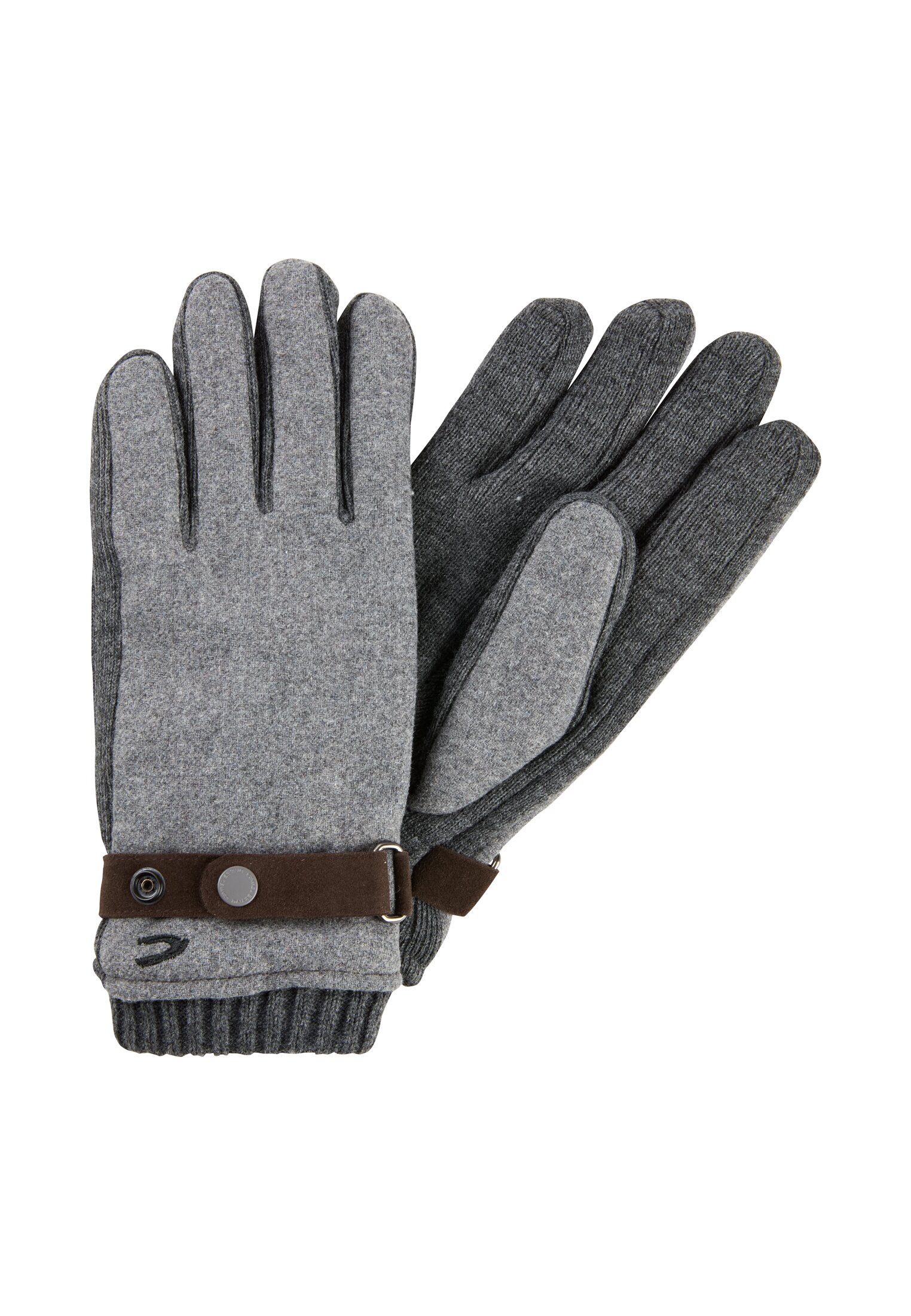CAMEL ACTIVE Strickhandschuhe mit Schnalle und Druckknöpfen, Woll-Anteil Grey Melange