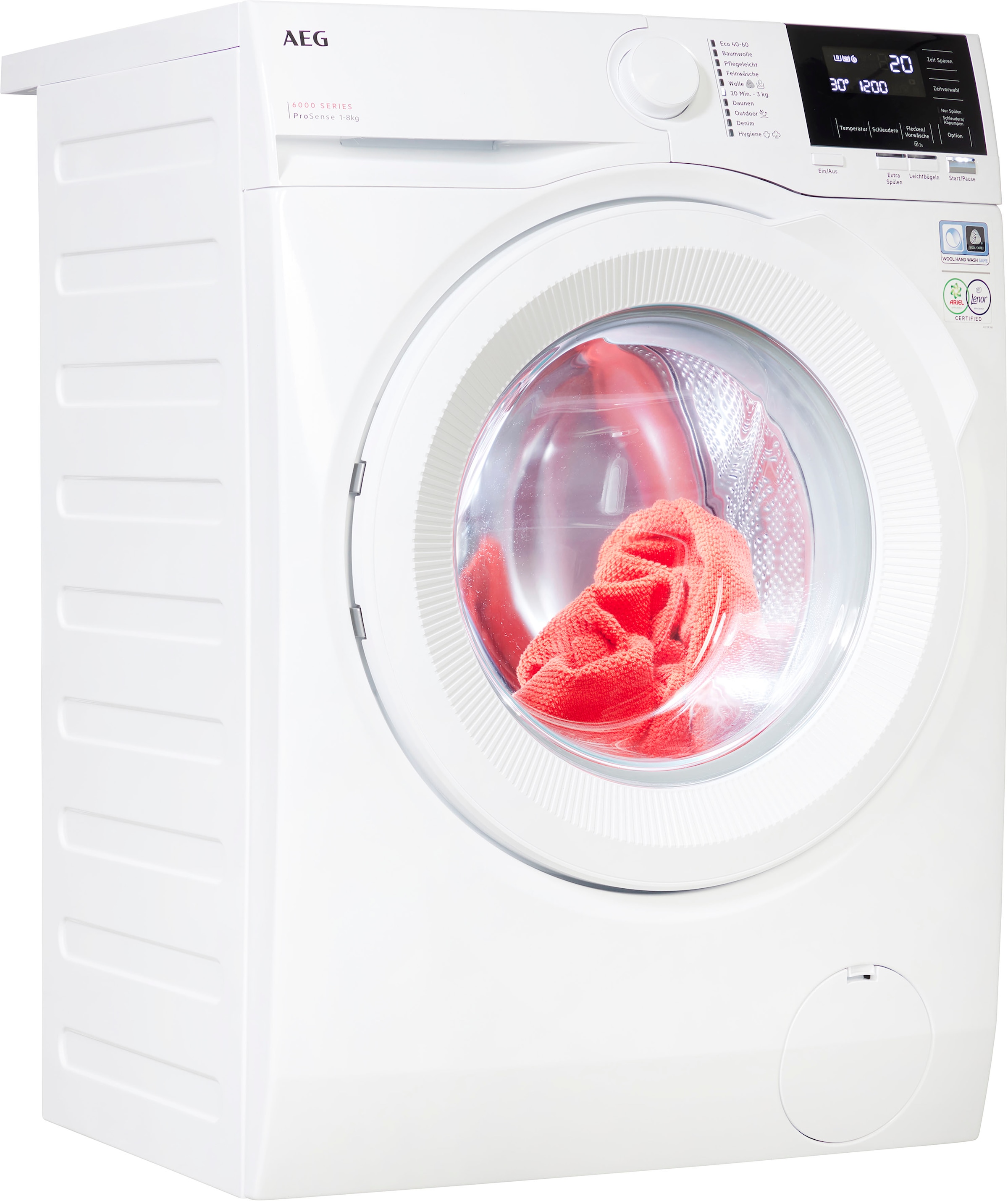 AEG Waschmaschine bis 6000, U/min, Energie Zeit, kg, Wasser spart »LR6A668«, 8 - Mengenautomatik​ LR6A668, 1600 und bestellen 40% ProSense®