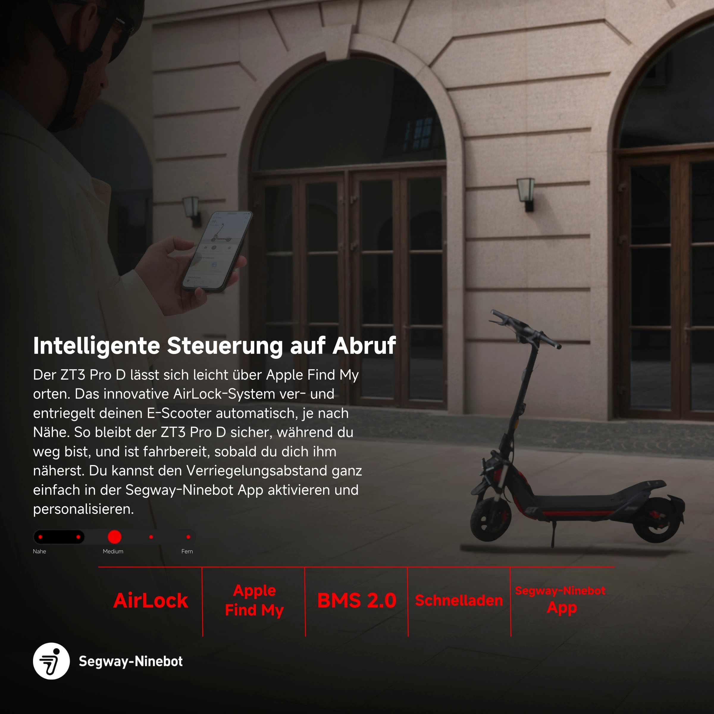 ninebot by Segway E-Scooter »Segway ZT3 Pro D«, Electric Scooter, mit Straßenzulassung, bis zu 70 km Reichweite