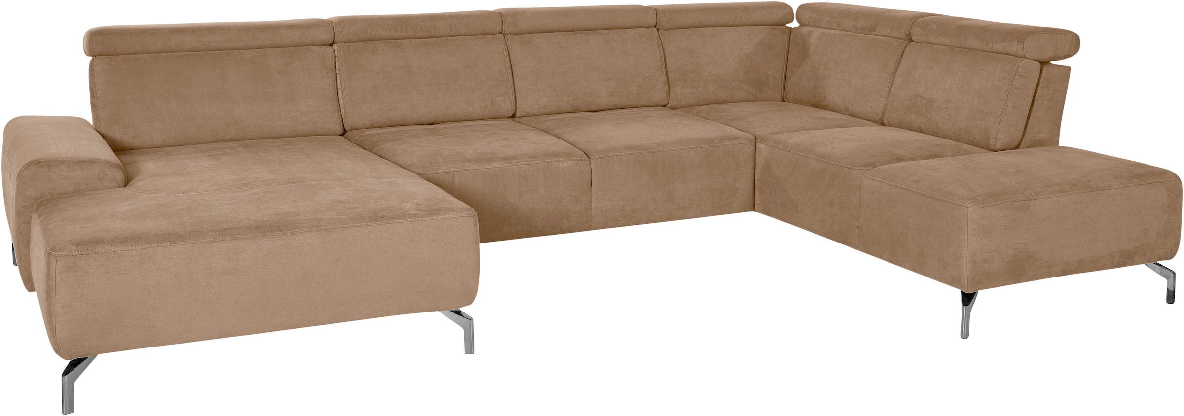 sit&more Wohnlandschaft »Gizeh U-Form«, 15 cm Fußhöhe, inklusive Sitztiefenverstellung und Kopfteilverstellung