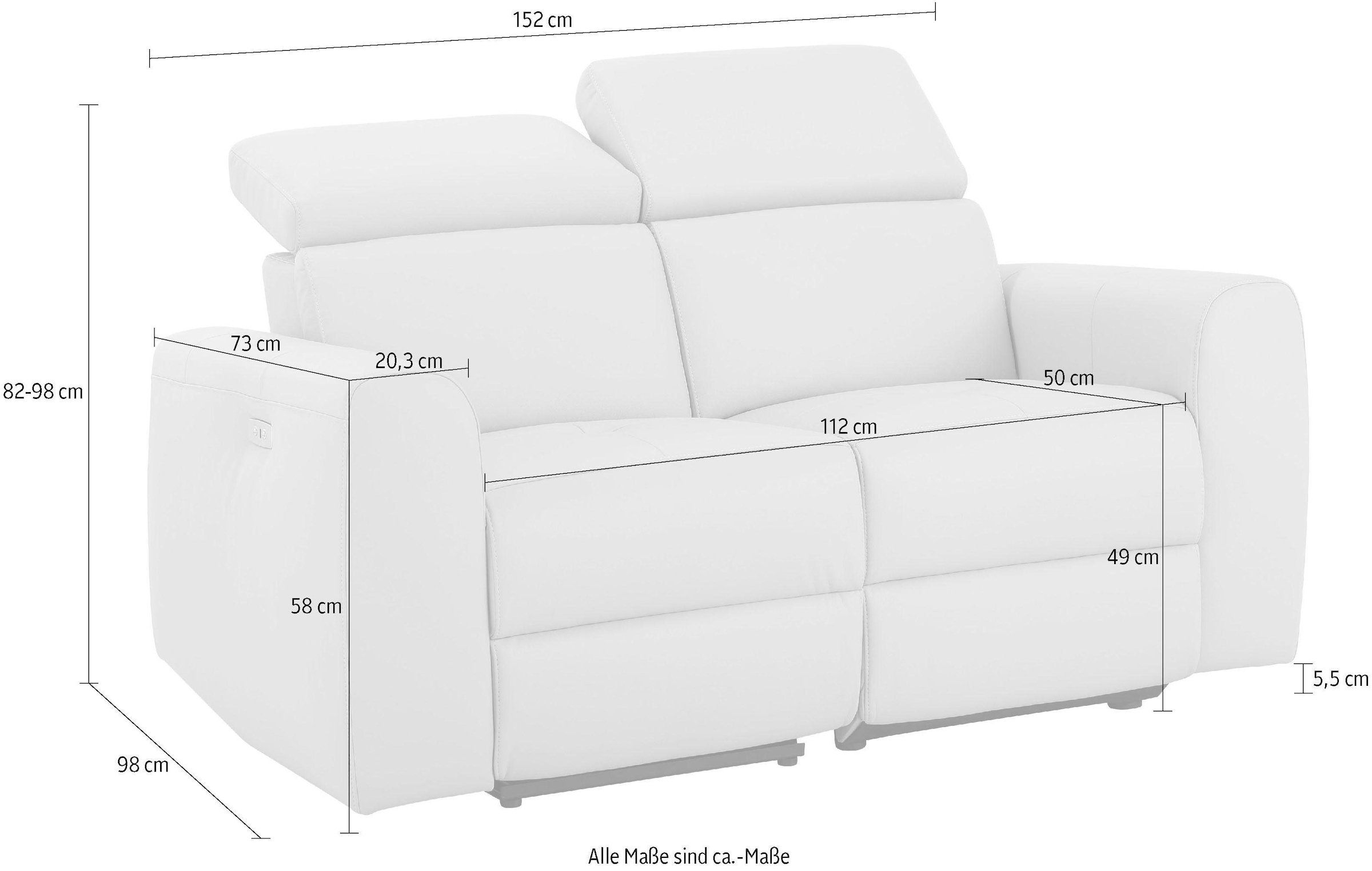 Home affaire 2-Sitzer »Sentrano«, 152 cm, man. o. elektr. Relaxfunktion und USB/Kopfverstellung