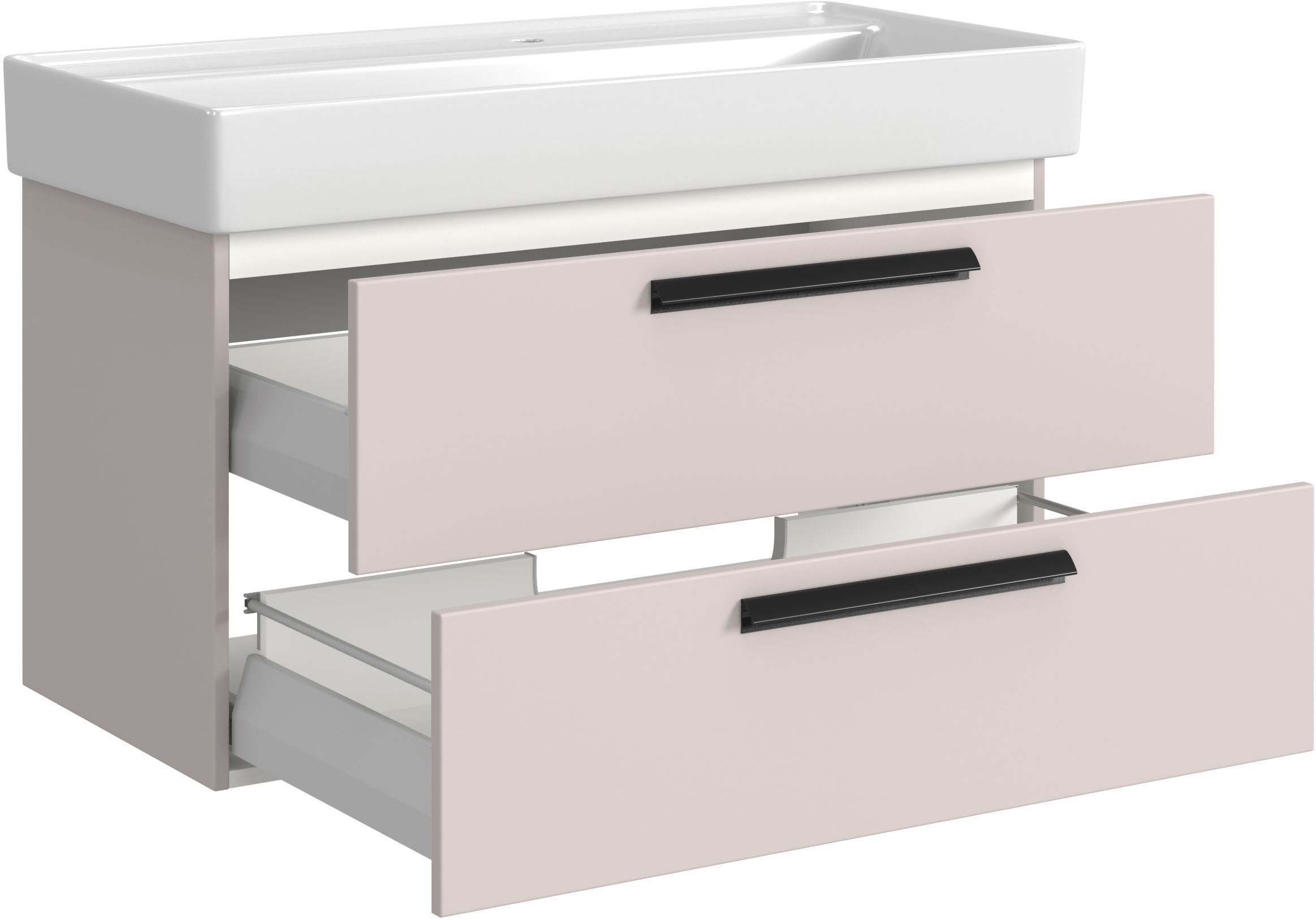 welltime Badmöbel-Set »SALVADA, 2tlg-Set, gedämpfte Scharniere, Softclose, Keramikbecken« Maße (B/T/H): 100/47,5/200 cm, 