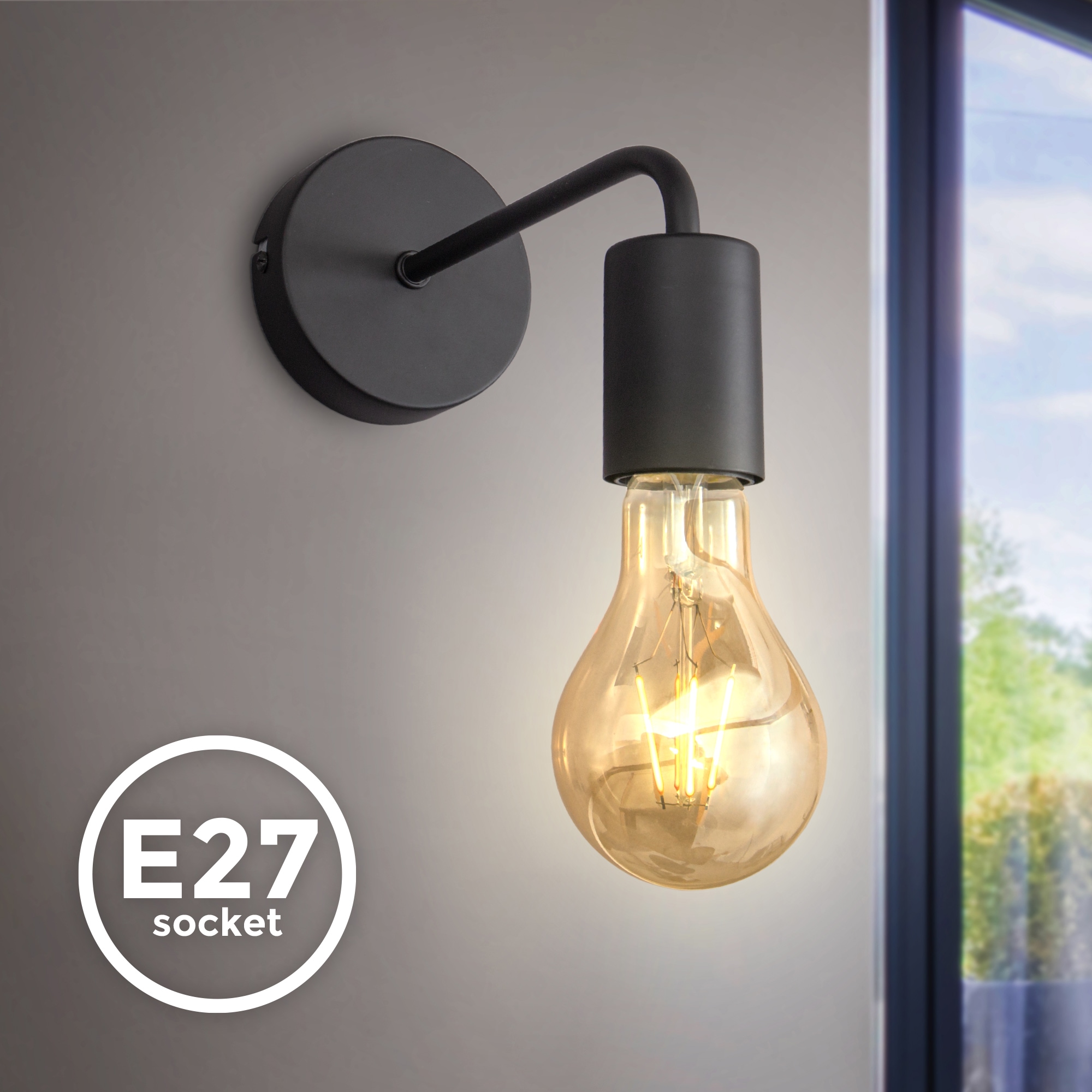 B.K.Licht Wandleuchte »BK_WL1376 Wandlampe, Industrial Design, Retro, Metall, E27-Fassung«, 1 flammig, Leuchtmittel E27 | ohne Leuchtmittel, 1-Flammig, ohne Leuchtmittel