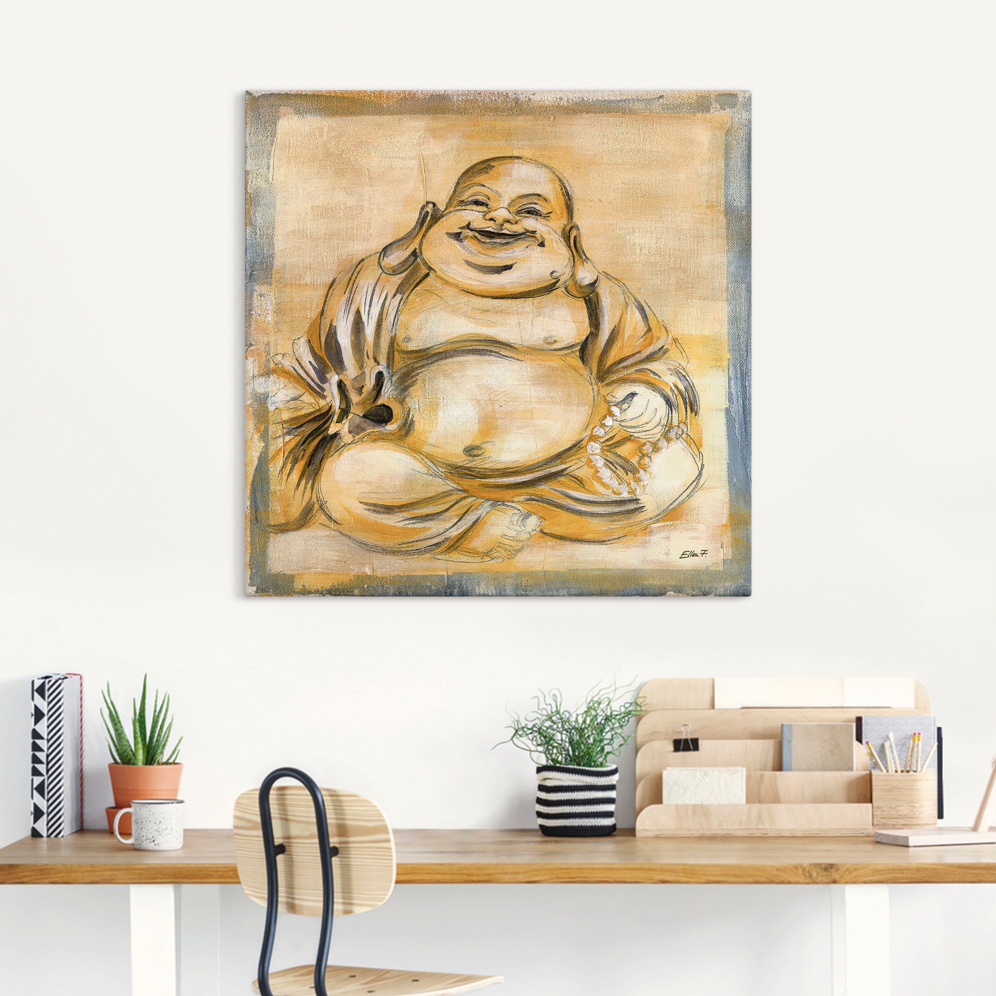 Artland Wandbild »Fröhlicher Buddha I«, Religion, (1 St.), als Leinwandbild günstig online kaufen