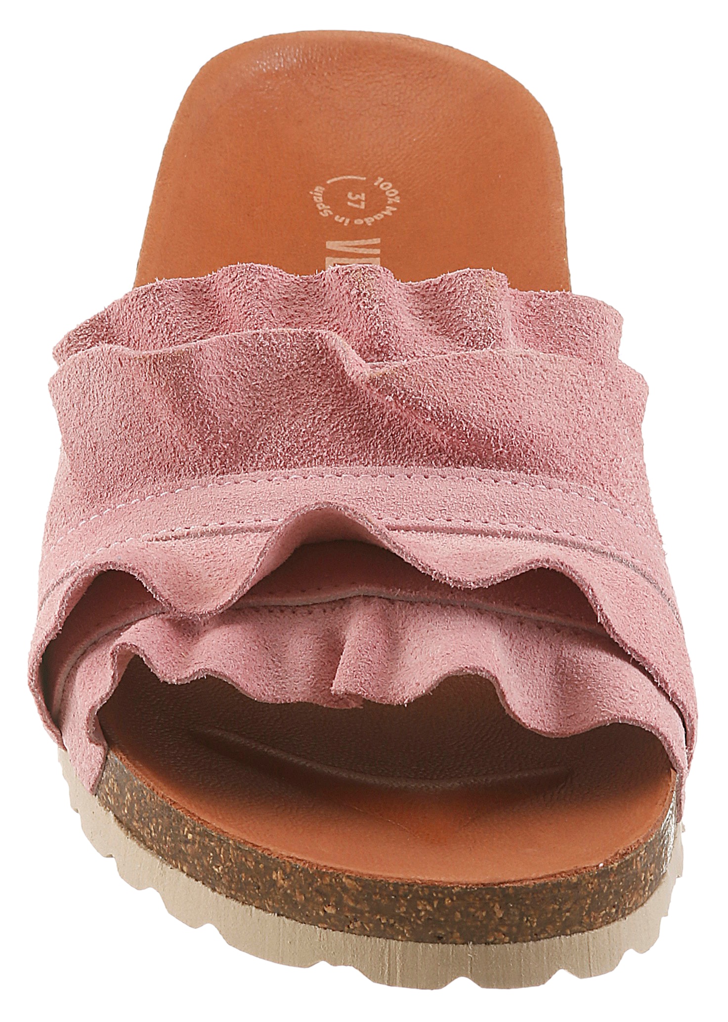 VERBENAS Pantolette »Rocio Roda«  Sommerschuh, Flat mit geschwungenen Laschenstoff