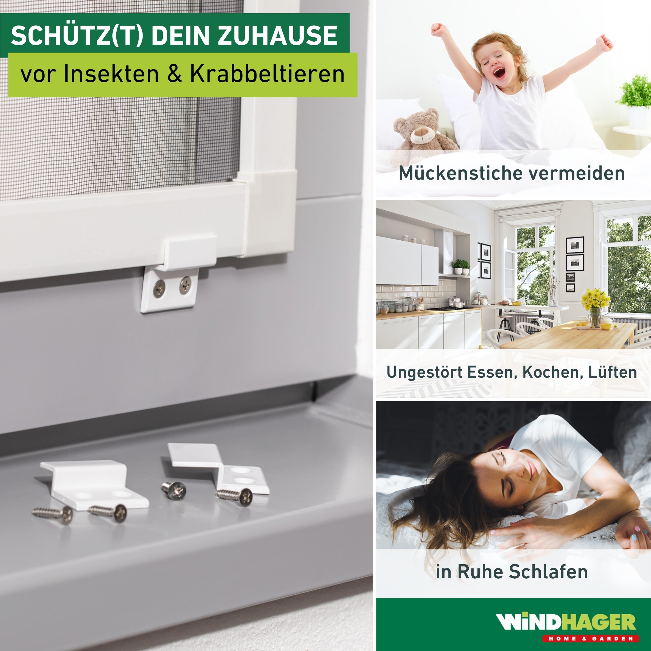 Windhager Zubehör-Set »zur Befestigung von Fliegengittern an Fensterrahmen oder Mauerwerk« Insektenschutz Einhängewinkel erhältlich in weiß, anthrazit, 4 Stk.