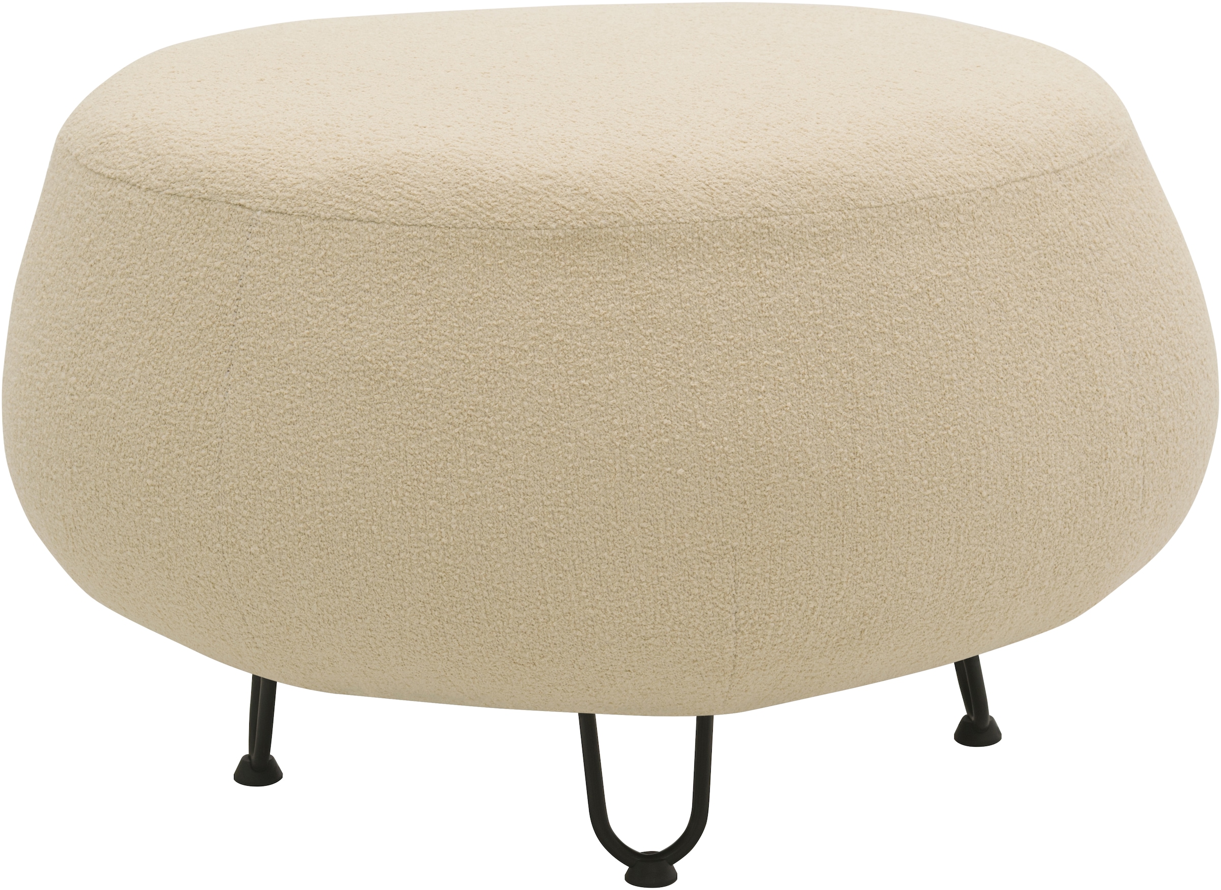 DOMO collection Polsterhocker »Poika, auf hohen Füßen«, Polsterhocker rund und schön, Bezug Fellimitat, Durchmesser 78 cm