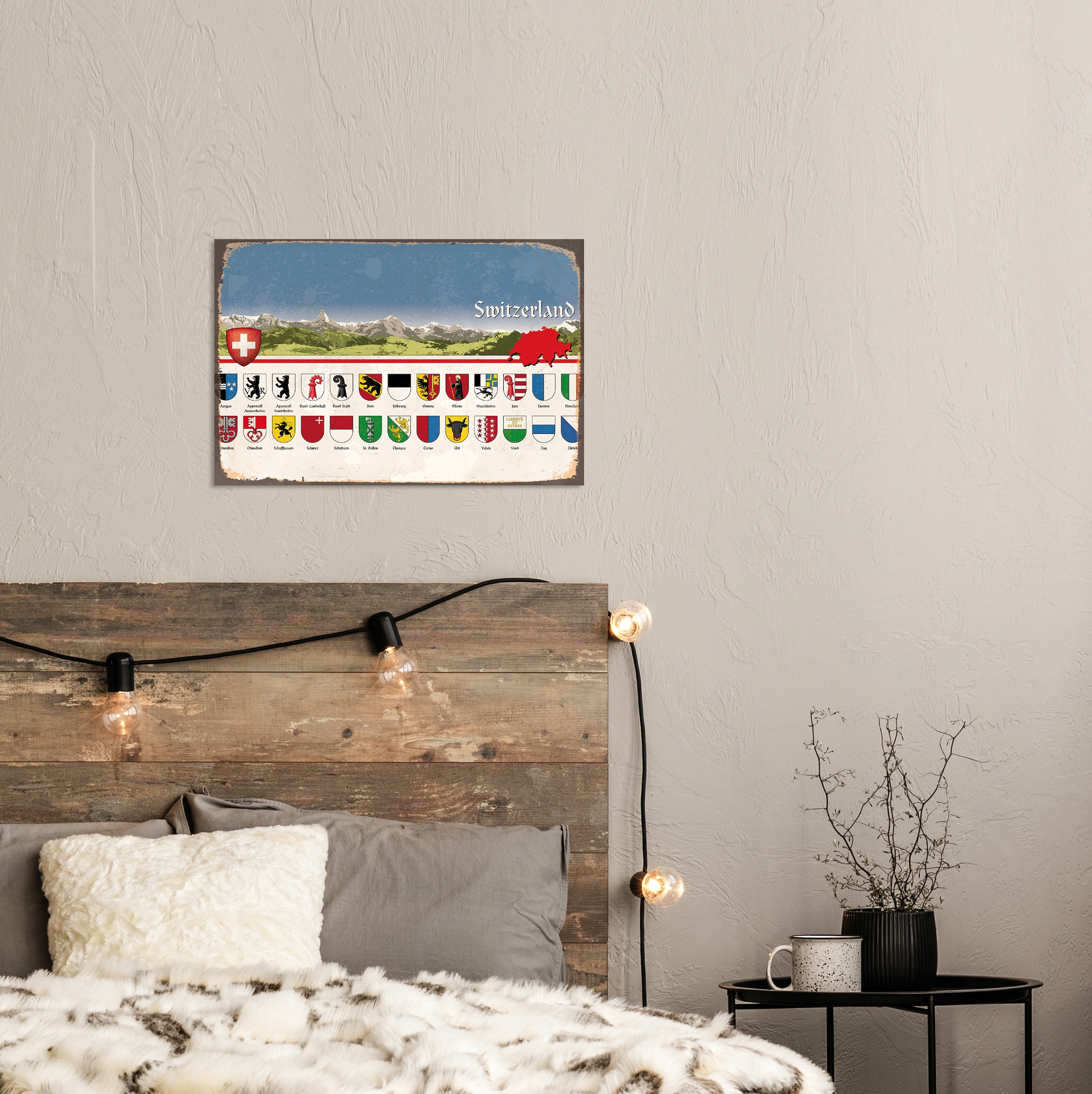 queence Metallbild »Kanton« Berge & Alpenbilder | Schweiz Schweiz, Stahlschild, Blechschild