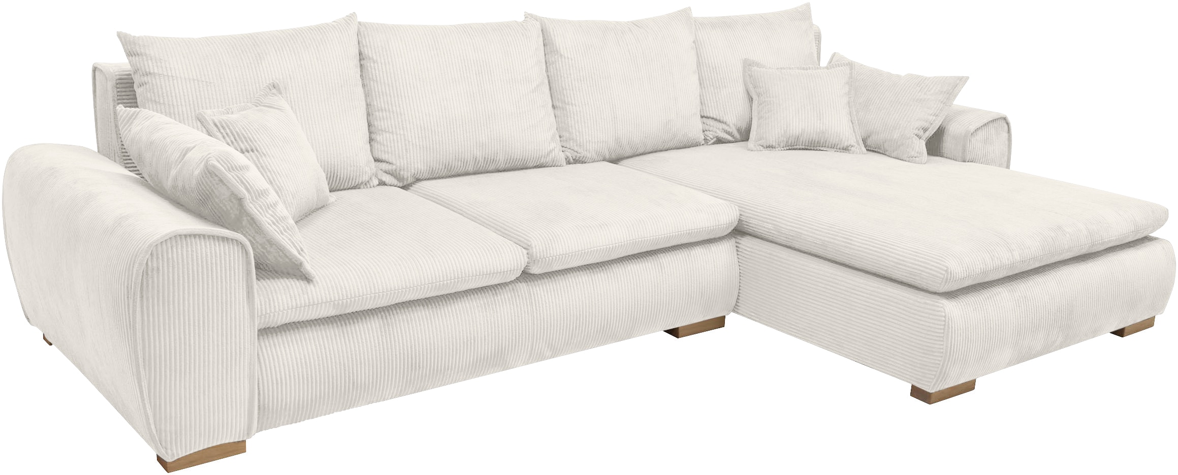 Home affaire Ecksofa »Katja L-Form, B: 325 cm - OTTO. Verlässliche Qualität.« Schlaffunktion, Bettkasten & 4 Zierkissen