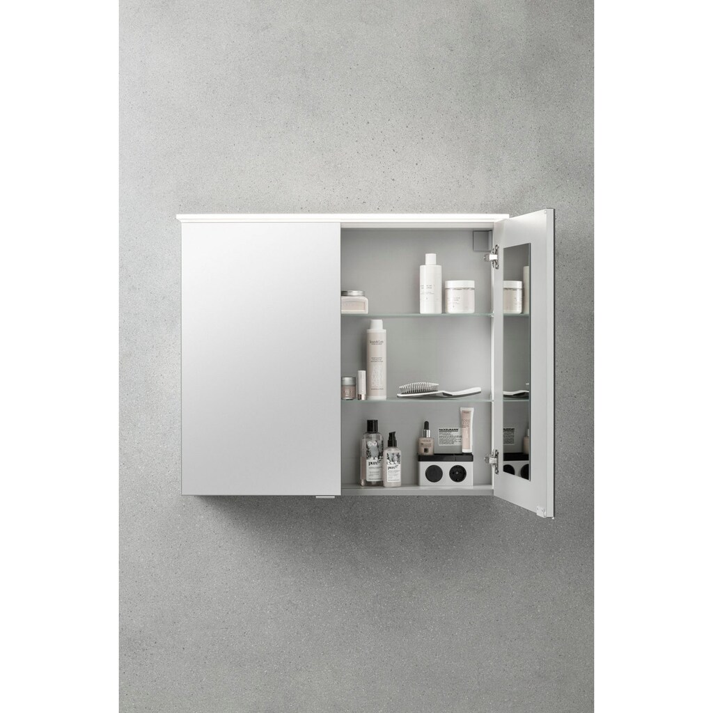 FACKELMANN Spiegelschrank »PE 80 - weiß«, Breite 80 cm, mit 2 Türen doppelseitig verspiegelt