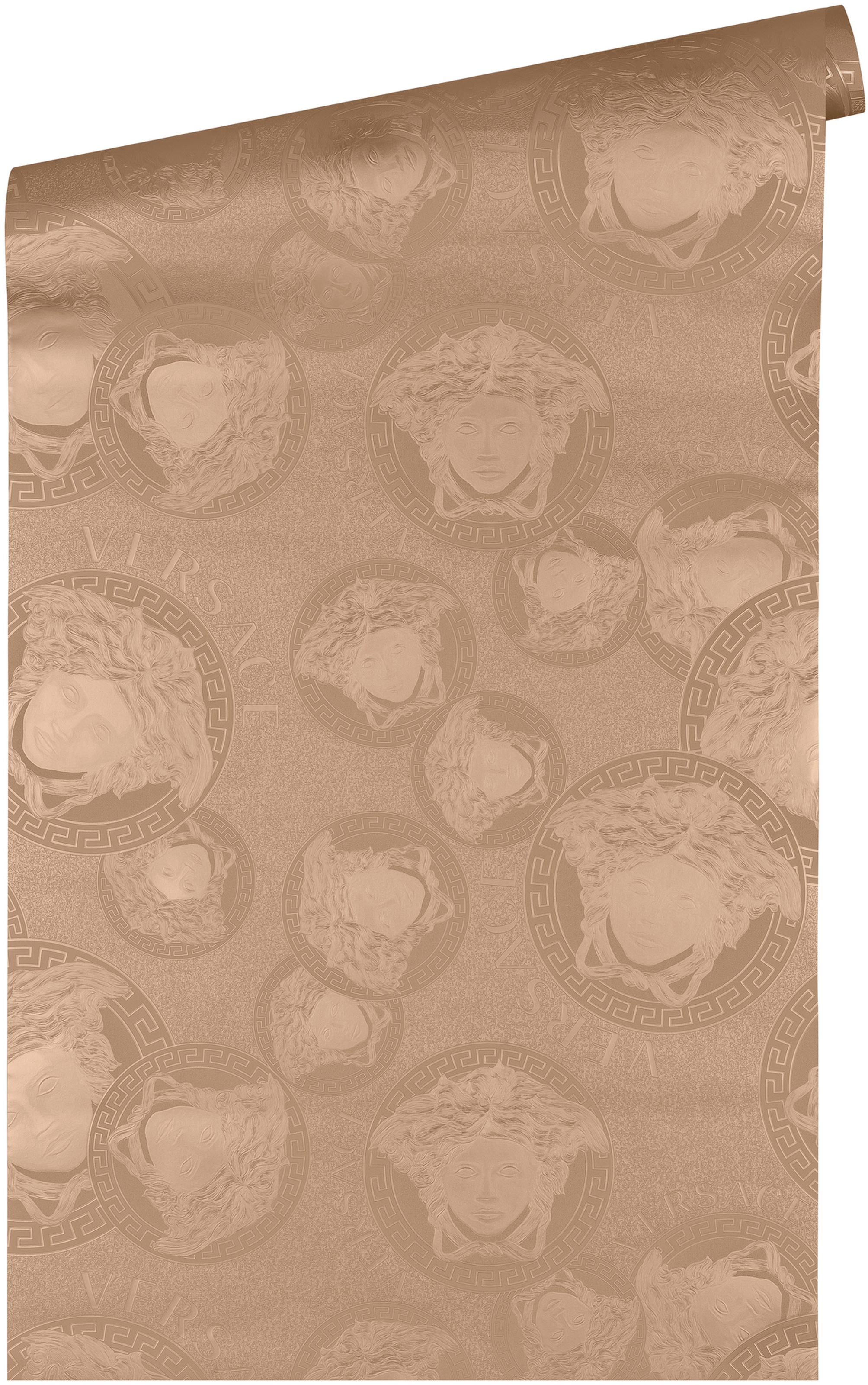 Versace Vliestapete »Wallpaper Versace 5 Medusakopf Metallic«, hochglänzend-glänzend-metallic, Designertapete Tapeten Wohnzimmer Schlafzimmer Küche modern Flur Optik